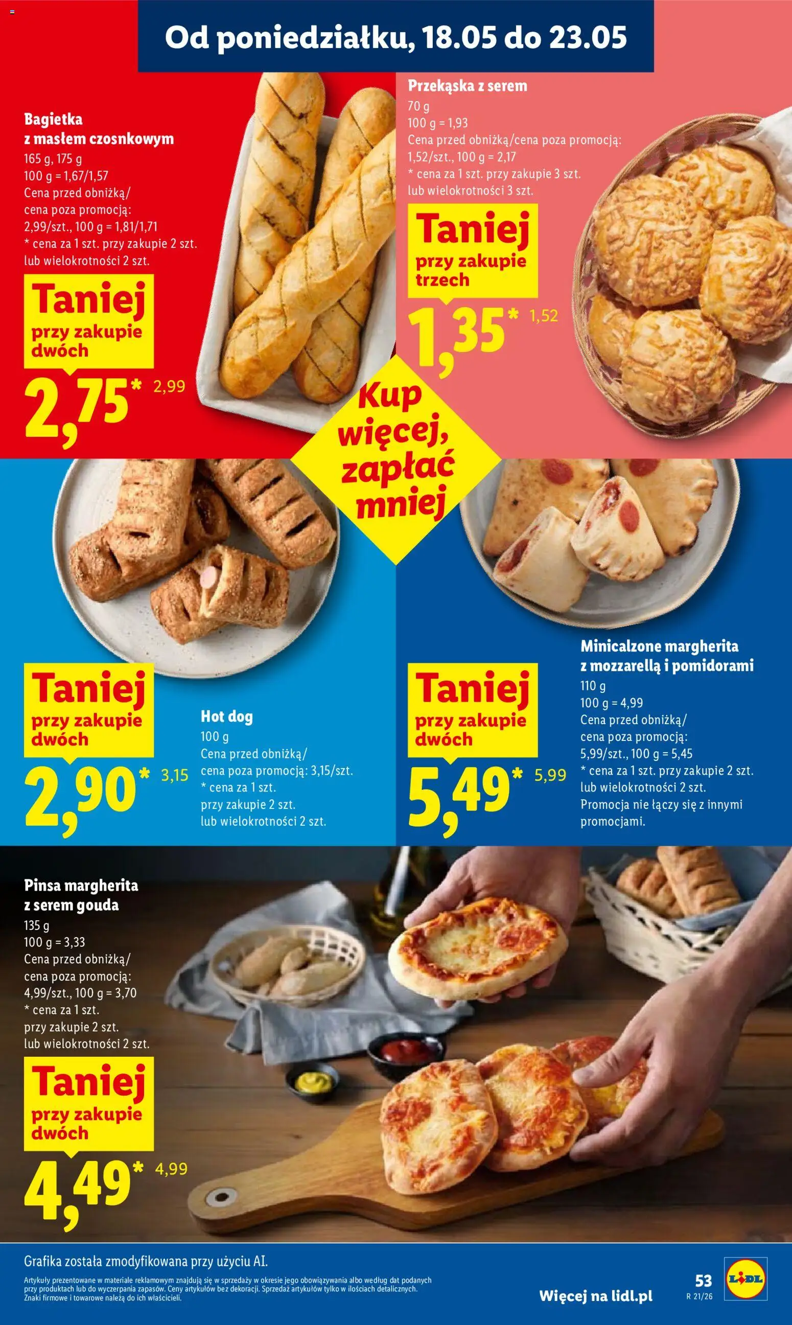 Lidl gazetka od 21.05.2026 | Strona: 55 | Produkty: Bagietka, Pinsa, Mozzarella