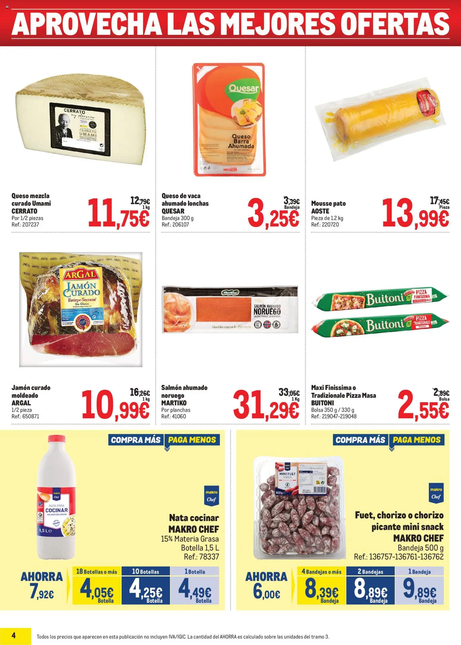 Makro Precios Norte II │ válido desde el 20/07/2026 | Página: 4 | Productos: Queso de vaca, Jamón, Pizza, Salmón ahumado