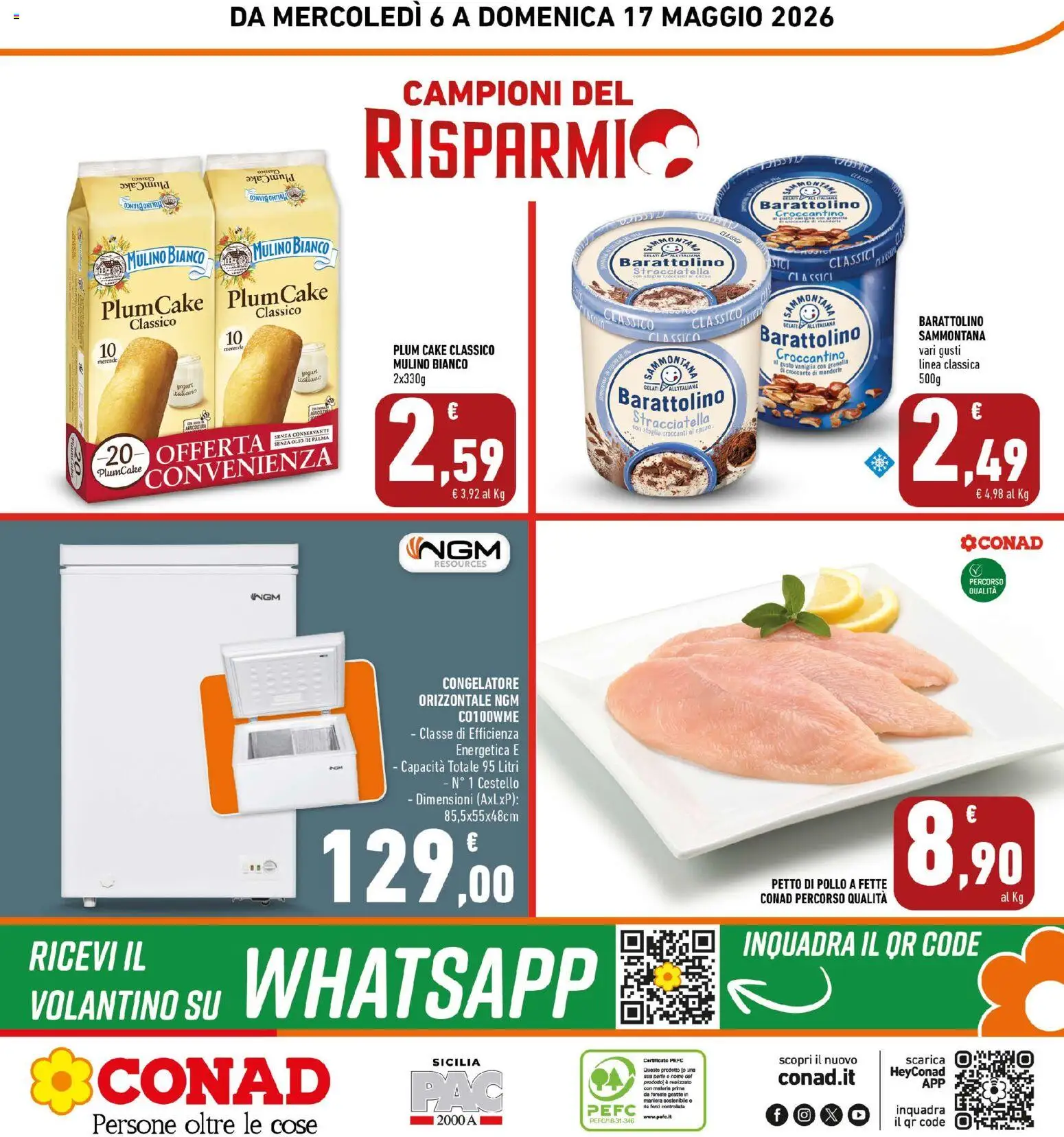 Volantino Conad del 06.05.2026 | Pagina: 32 | Prodotti: Petto di Pollo, Olio, Freezer, Plumcake