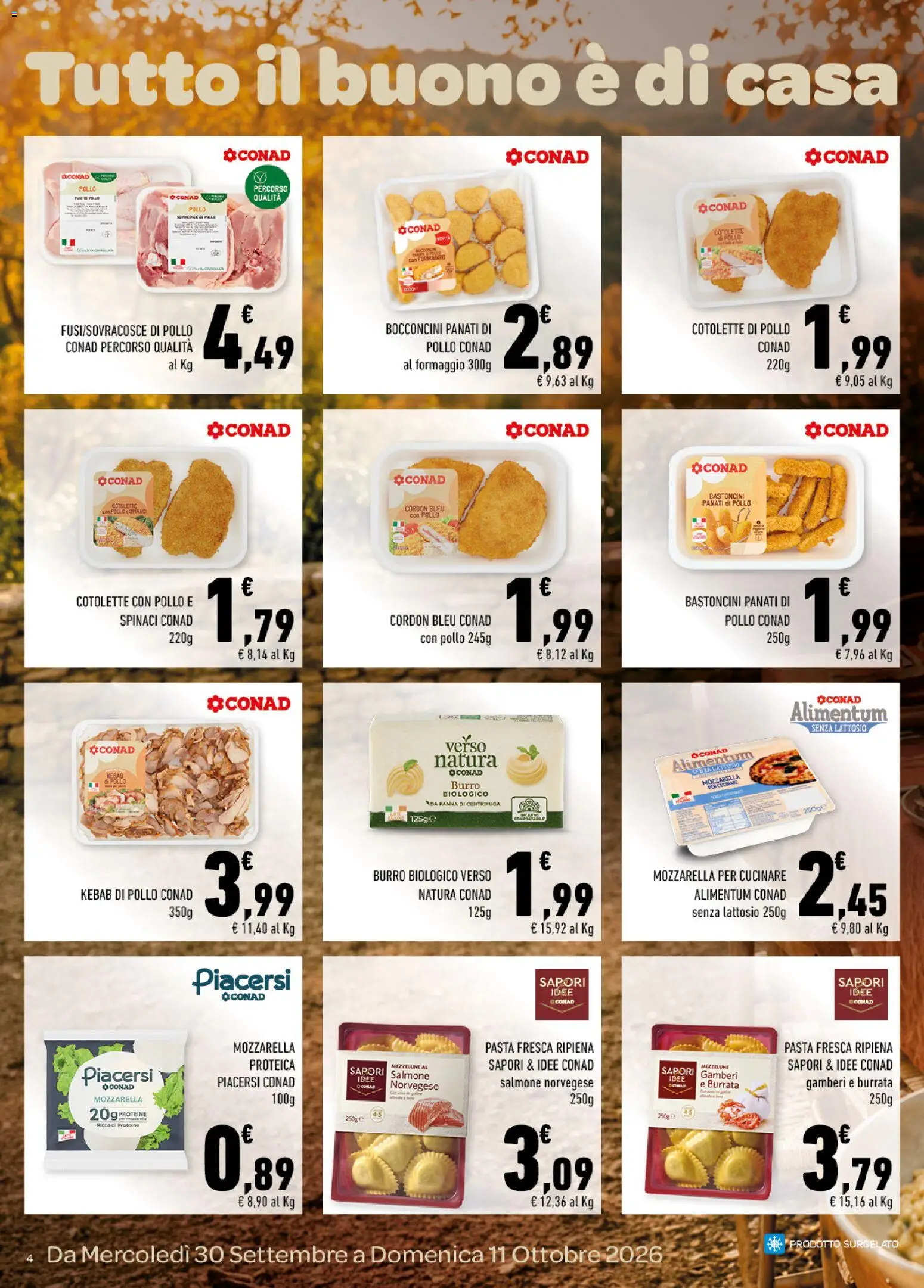 Volantino Conad del 30/09/2026 | Pagina: 4 | Prodotti: Panna, Mozzarella, Pasta, Mozzarella proteica