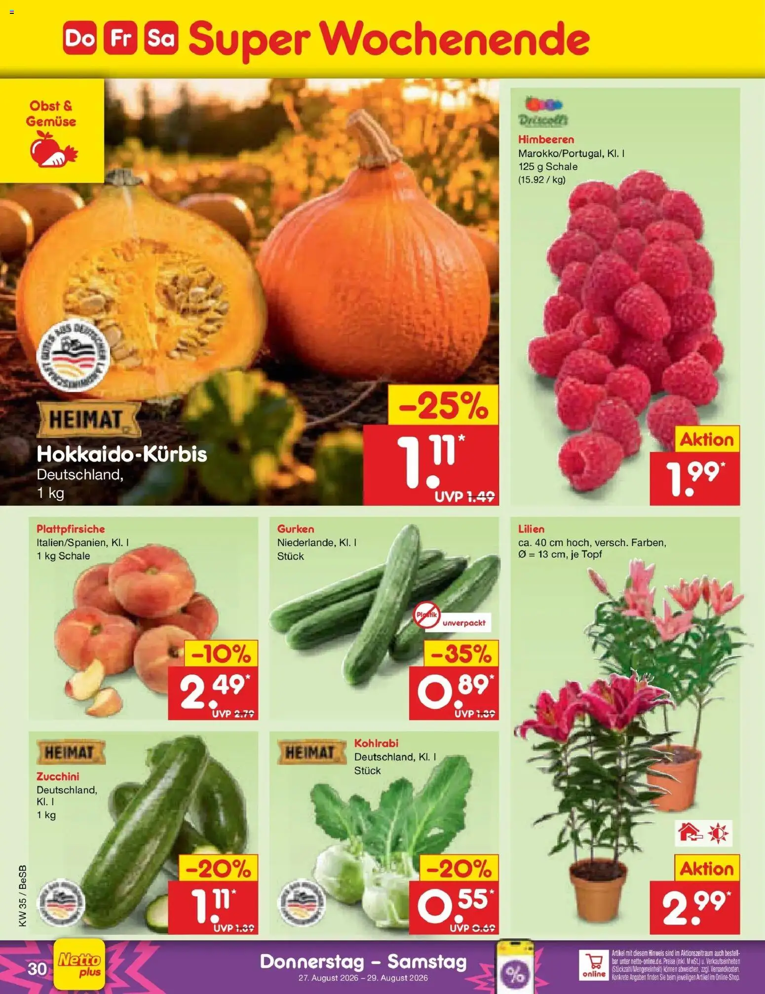 Netto Marken-Discount Prospekt Berlin-Prenzlauer Berg – gültig ab 24.08.2026 | Seite: 44 | Produkte: Himbeeren, Gemüse, Obst, Zucchini