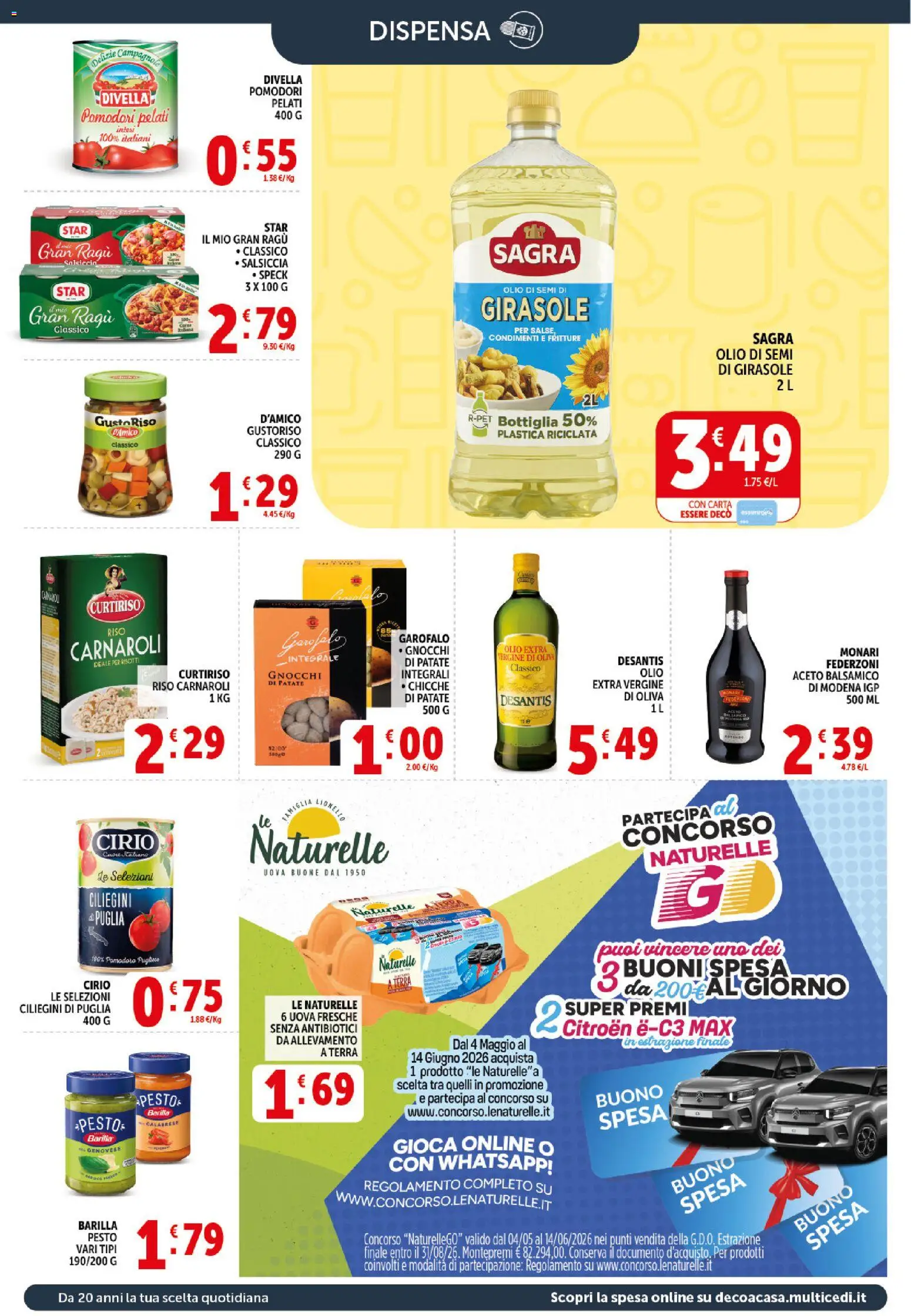 Volantino Decò del 11.05.2026 | Pagina: 12 | Prodotti: Uova, Olio, Pomodori, Aceto