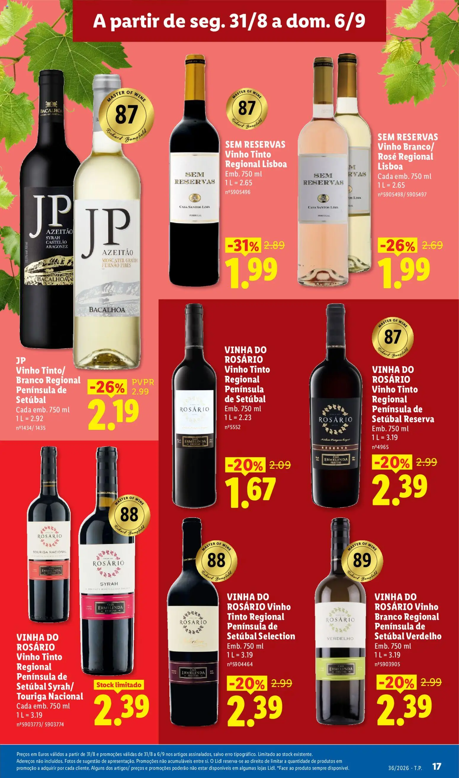 Lidl folheto │ válido de 31/08/2026 | Página: 17 | Produtos: Vinho branco, Vinho, Lima, Vinho tinto