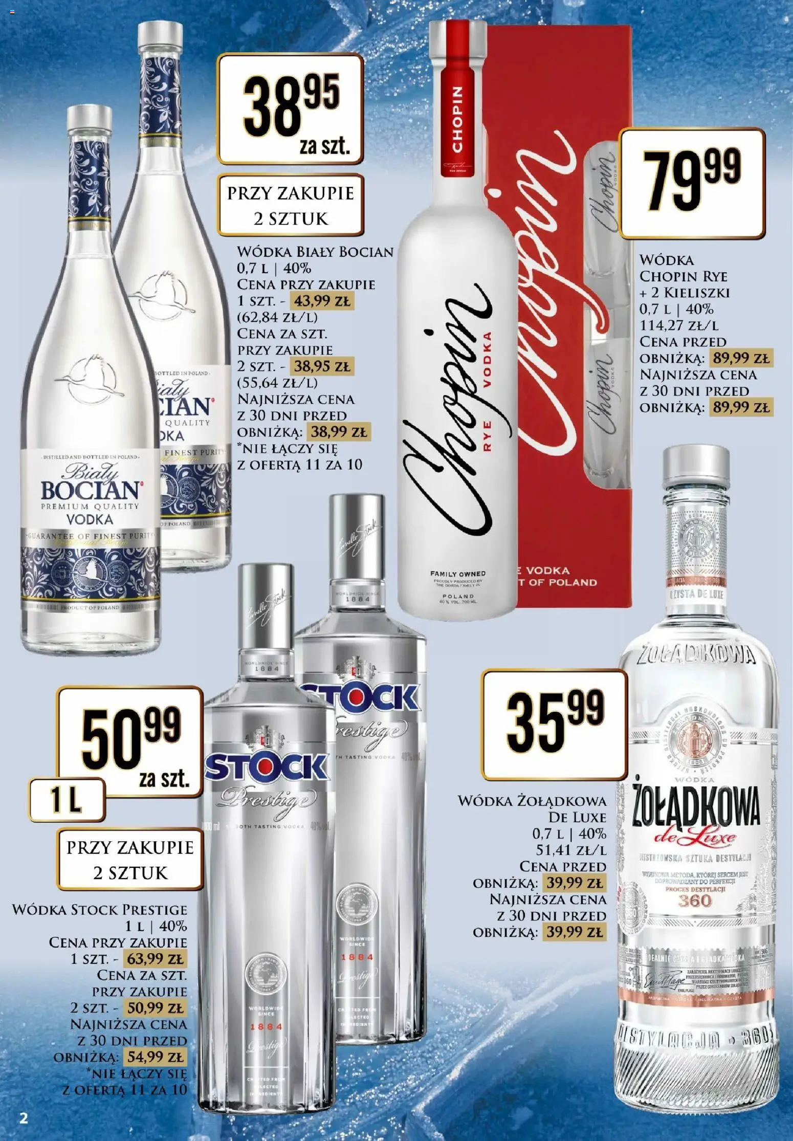 Dino gazetka alkoholowa od 07.08.2026 | Strona: 2 | Produkty: Wódka Stock, Kieliszki, Wódka, Biały Bocian