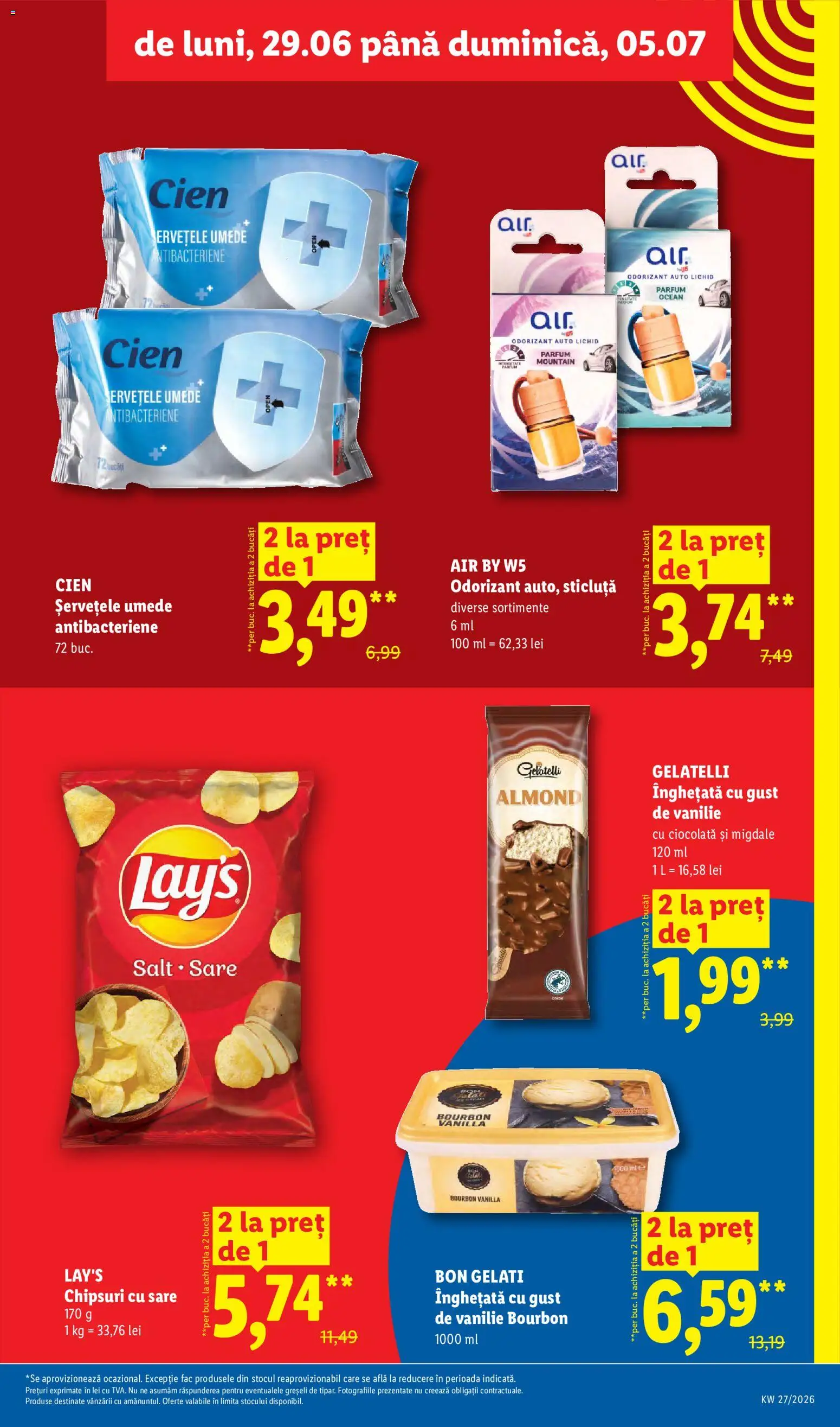 Noul catalog Lidl – valabil de la 29.06.2026 | Pagină: 5 | Produse: Çarşaf, Migdale, Bourbon, Înghețată