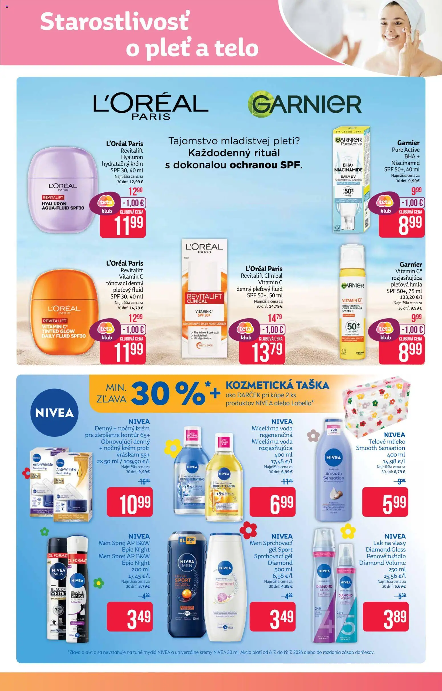 Nové Teta drogerie akcie – leták je platný od 06.07.2026 | Strana: 7 | Produkty: Mlieko, Lak na vlasy, Telové mlieko, Krém