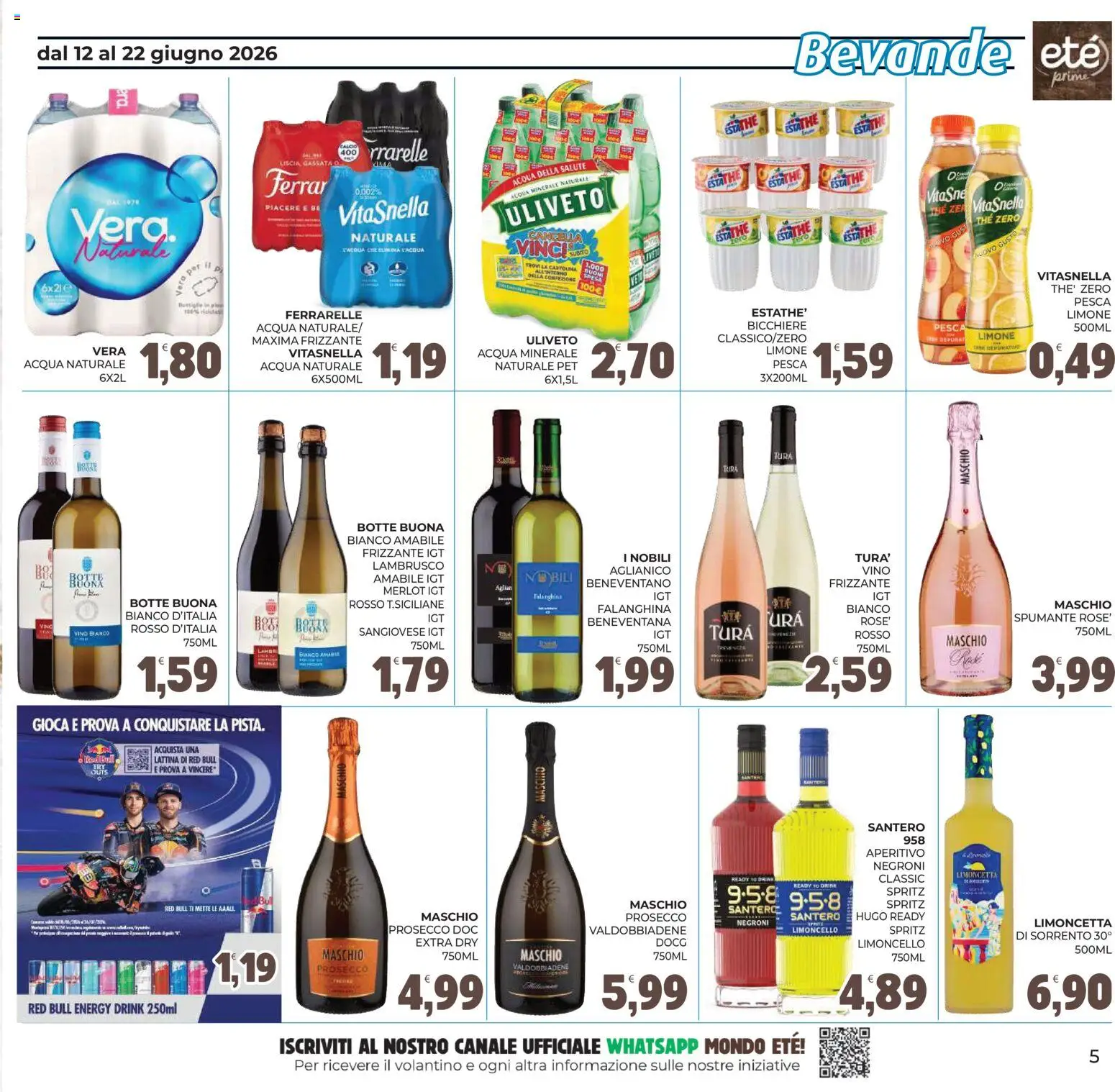 Volantino Eté del 12.06.2026 | Pagina: 5 | Prodotti: Vino, The, Spumante, Acqua minerale