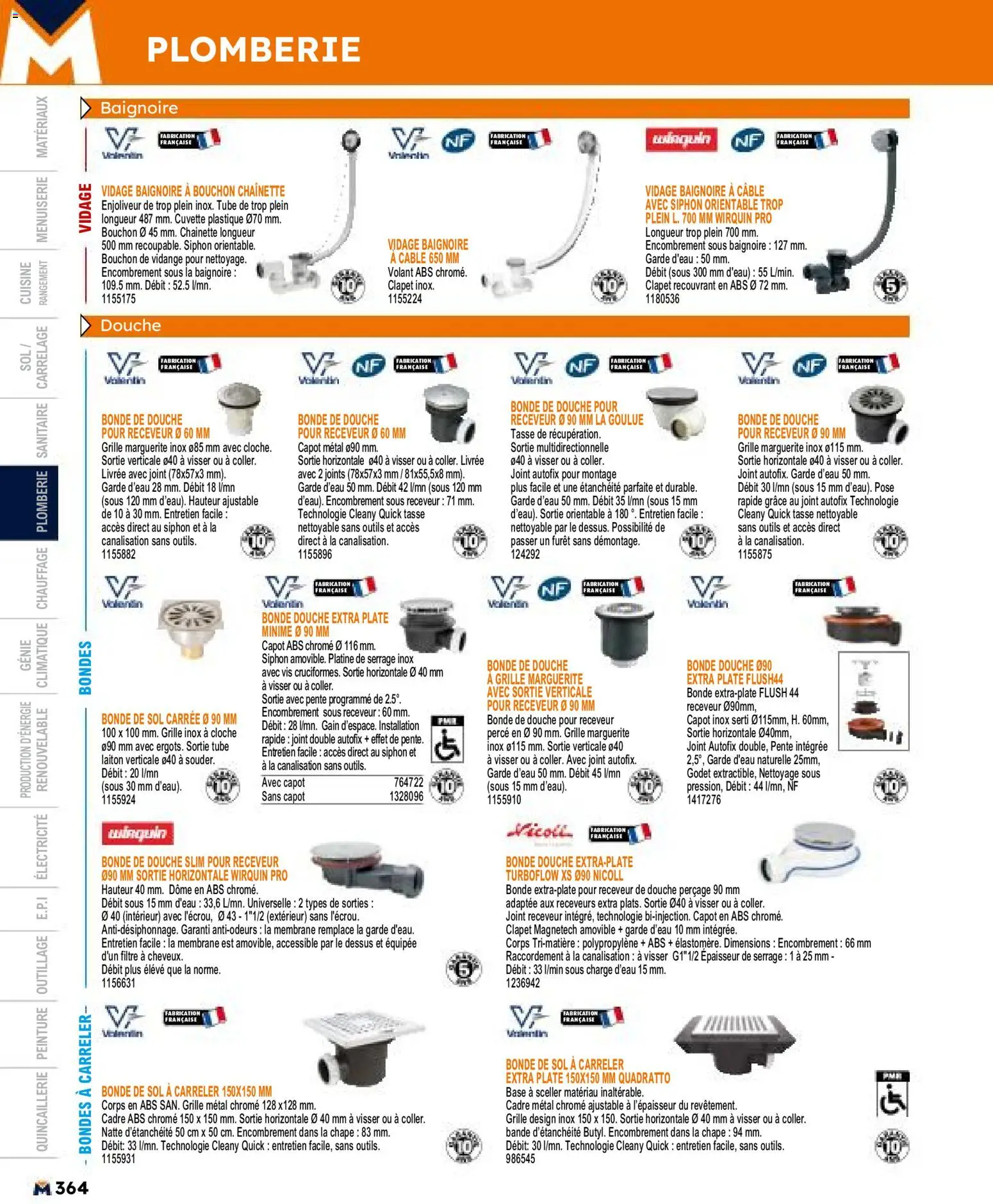{H1} | Page: 364 | Produits: Filtre, Câble, Cloche, Baignoire