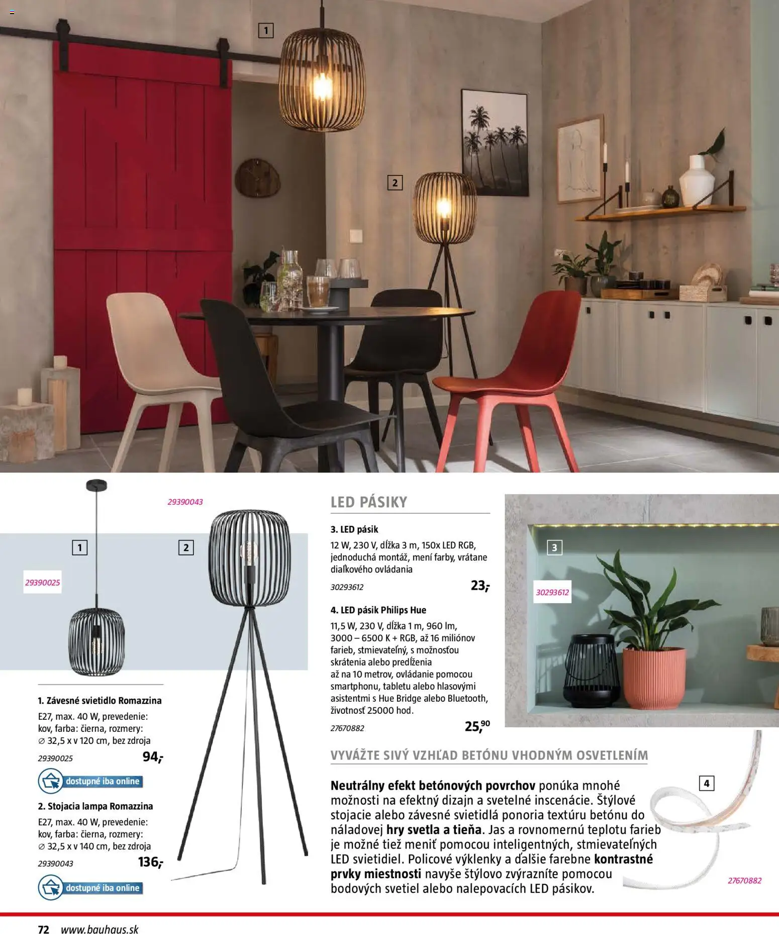 Nové Bauhaus akcie – leták je platný od 03.08.2026 | Strana: 72 | Produkty: Svietidlá, Lampa, Závesné svietidlo, Led pásik