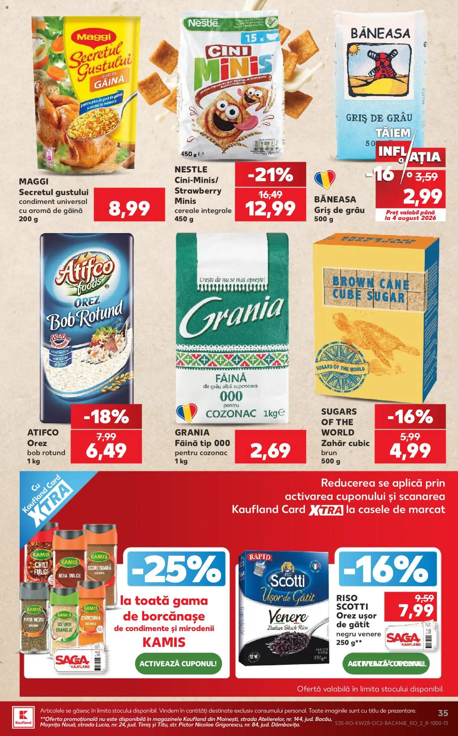 Noul catalog Kaufland – valabil de la 08.07.2026 | Pagină: 35 | Produse: Făină, Cereale, Zahăr, Piper