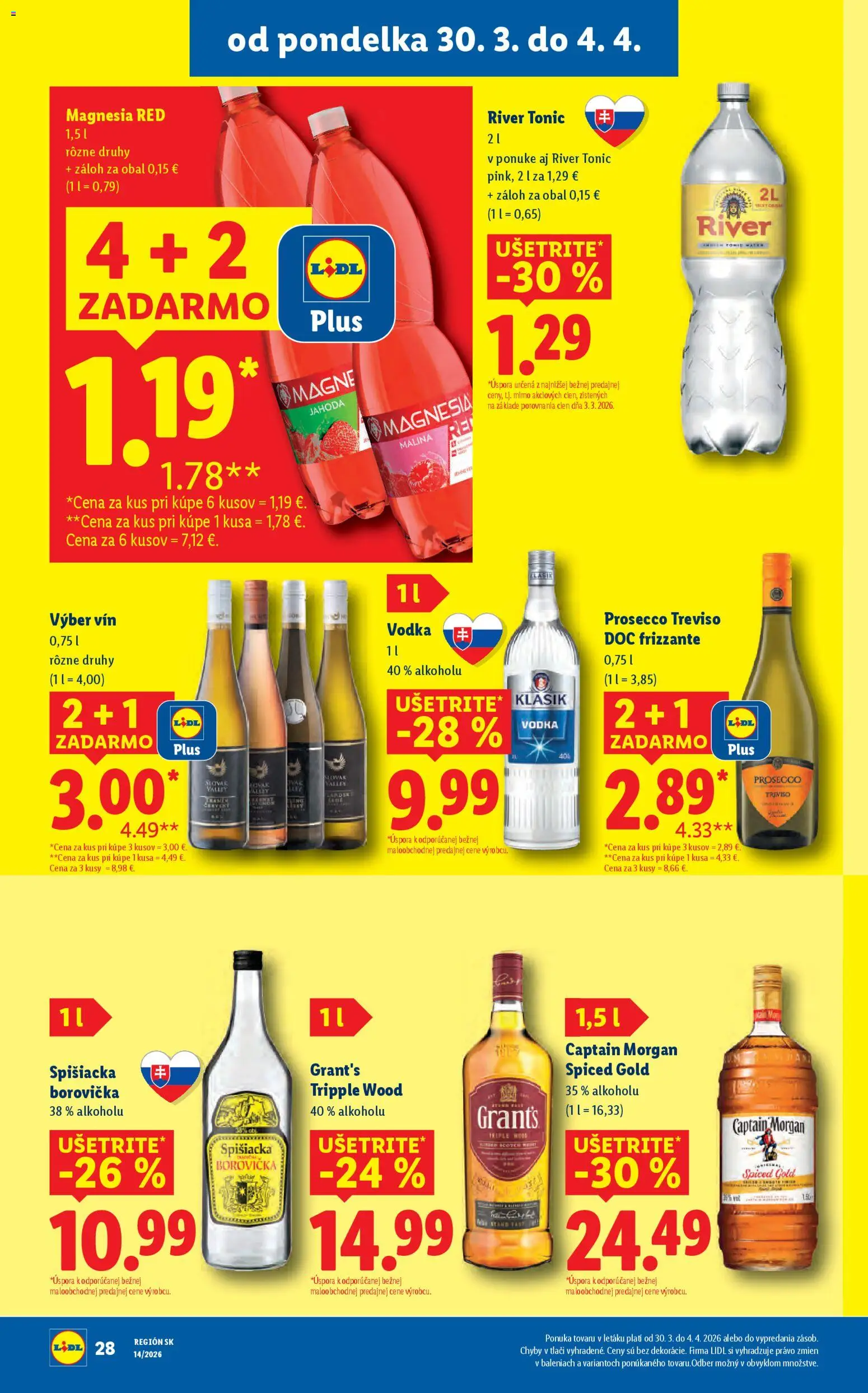 Nové Lidl akcie – leták je platný od 30.03.2026 | Strana: 36 | Produkty: Captain Morgan, Magnesia, Whisky, Rum