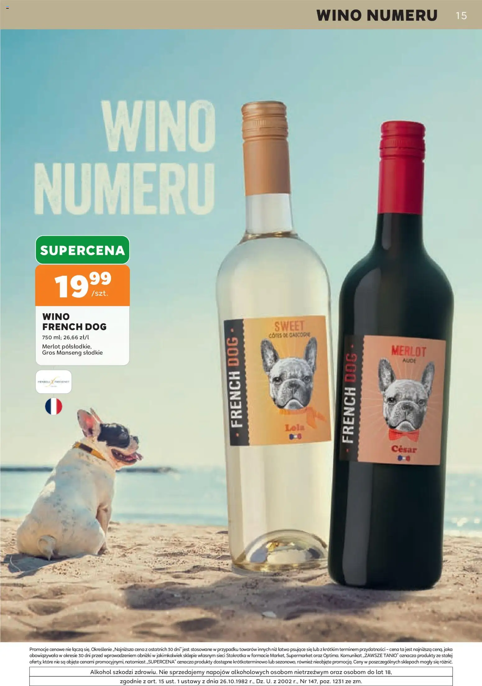 Stokrotka gazetka - Oferta alkoholowa od 03.09.2026 | Strona: 15 | Produkty: Stokrotka, Merlot, Wino, Alkohol