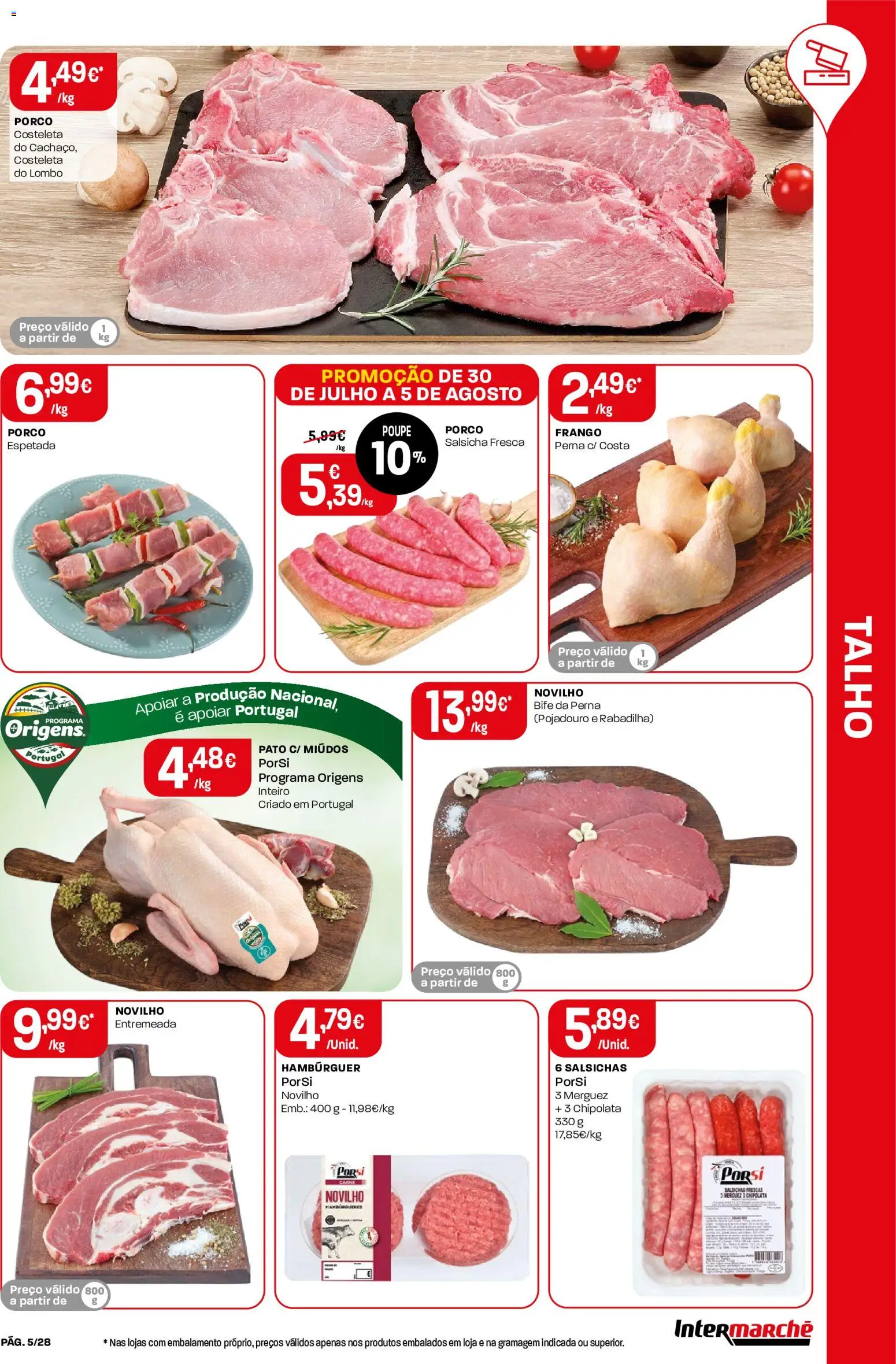 Intermarché Folheto Contact │ válido de 30/07/2026 | Página: 5 | Produtos: Frango, Hambúrguer, Salsicha, Lombo