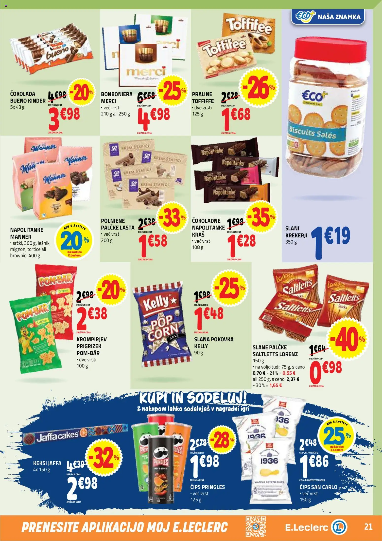 Novi E.leclerc katalog ponudbe – veljaven od 09.09.2026 | Stran: 21 | Izdelki: Napolitanke, Keksi, Slane palčke, Bonboniera