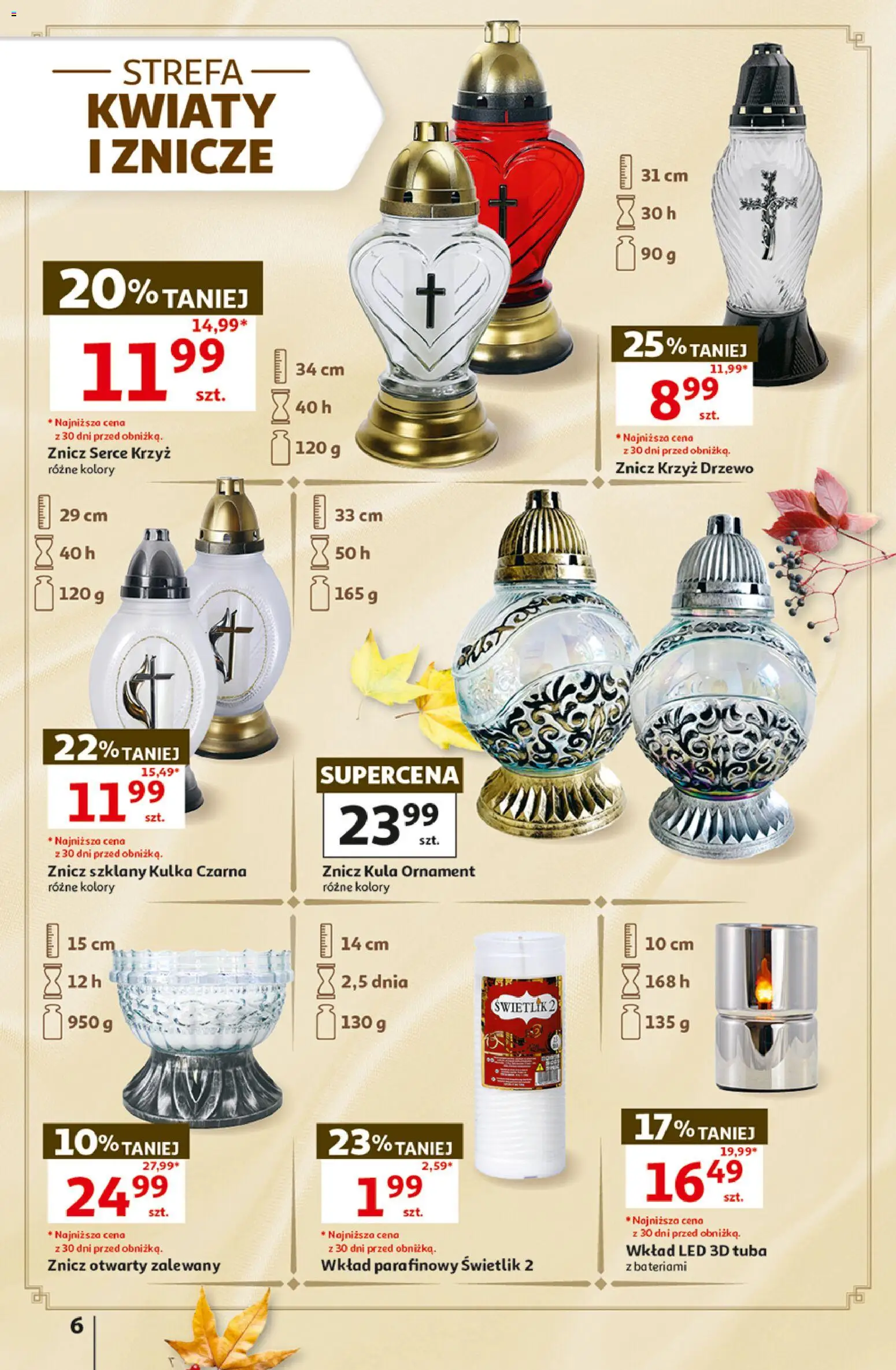 Auchan gazetka - Hipermarket od 22.10.2026 | Strona: 6 | Produkty: Znicze, Kwiaty