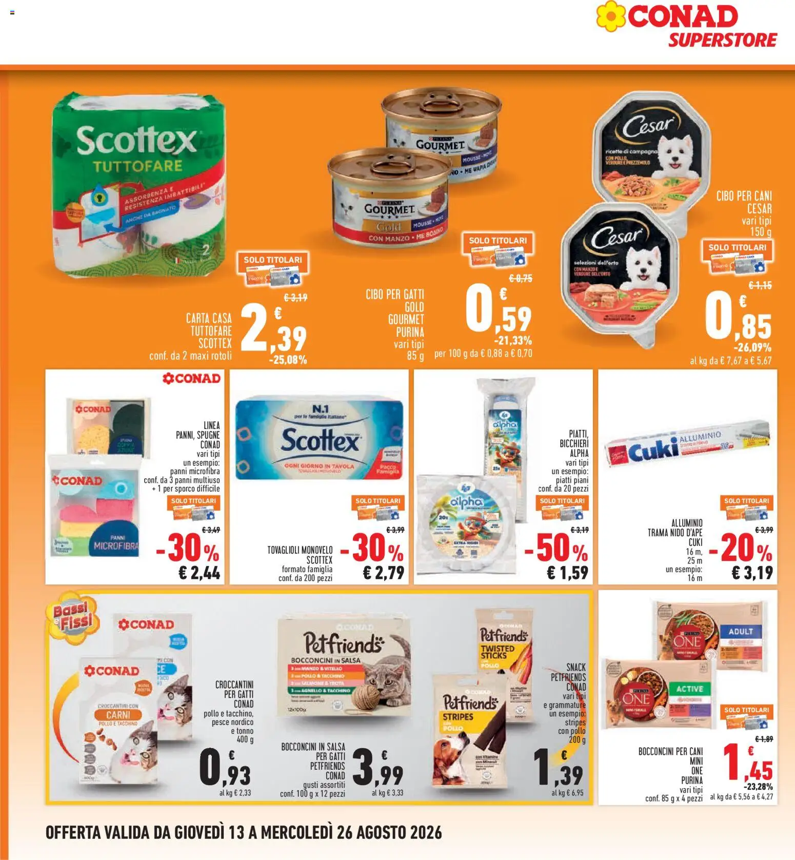 Volantino Conad del 13/08/2026 | Pagina: 24 | Prodotti: Pollo, Manzo, Alluminio, Panni