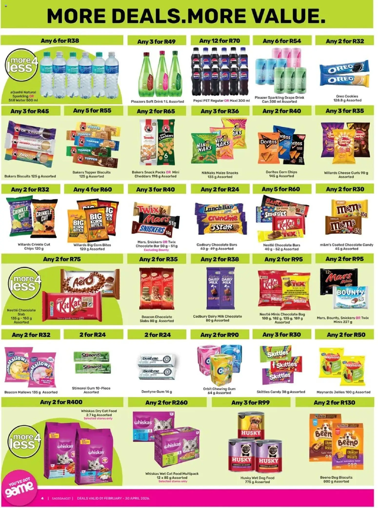 Game - Catalogue More 4 Less valid from 01.02.2026 | Page: 4 | Products: Biscuits, Spajalice, Chips, Crtančica