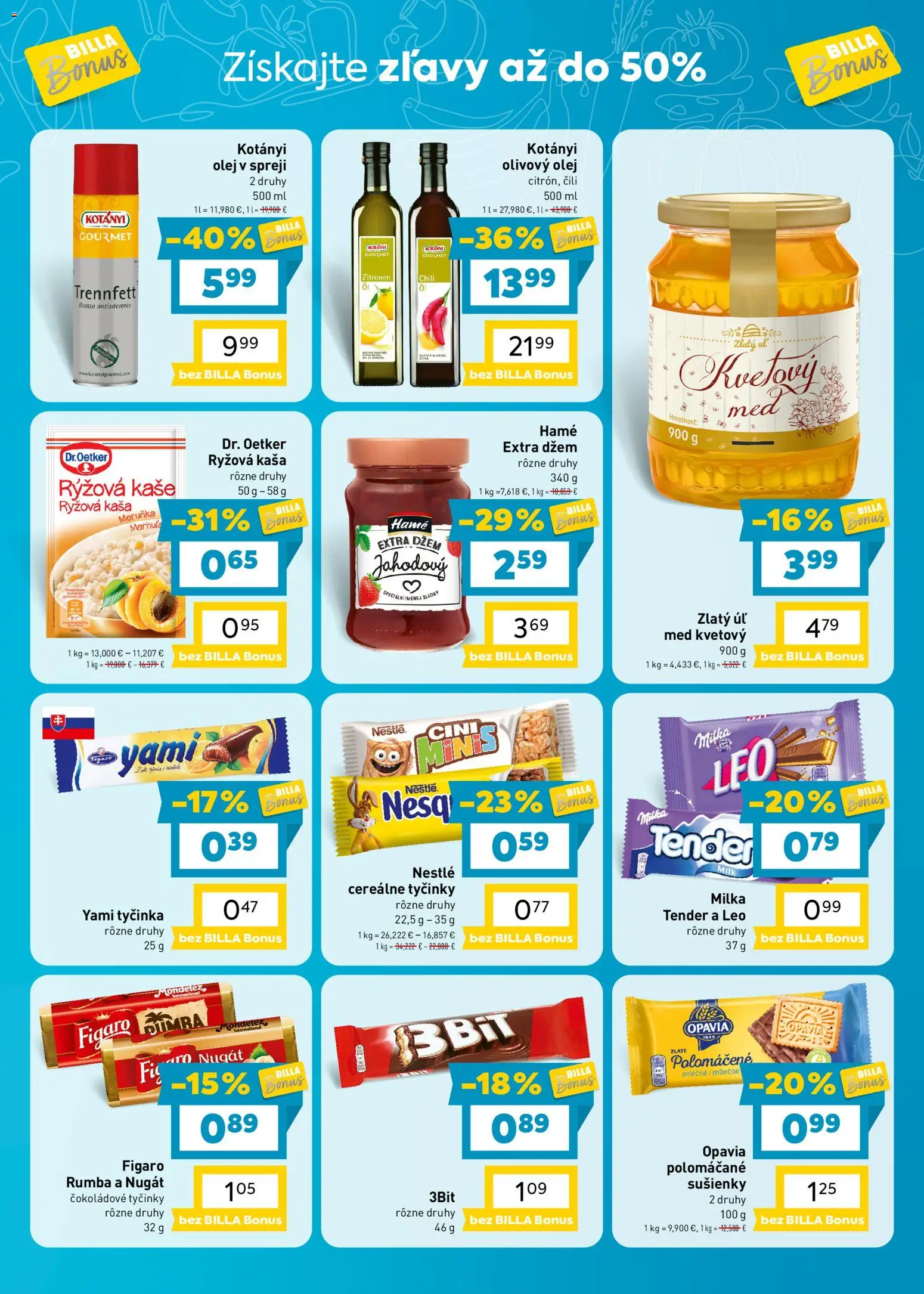 Nové Billa akcie – leták je platný od 21.10.2026 | Strana: 7 | Produkty: Sušienky, Olivový olej, Milka, Kaša