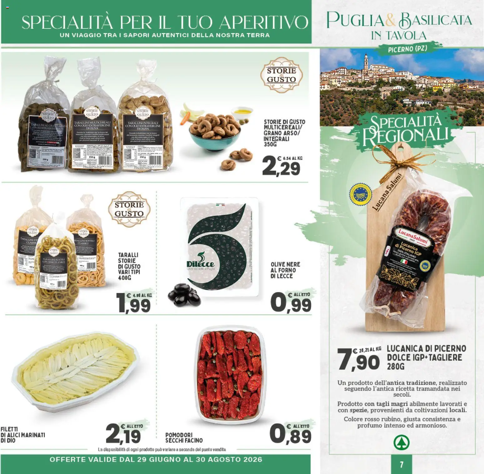 Volantino Despar del 29/06/2026 | Pagina: 7 | Prodotti: Olive, Pomodori, Taralli, Terra