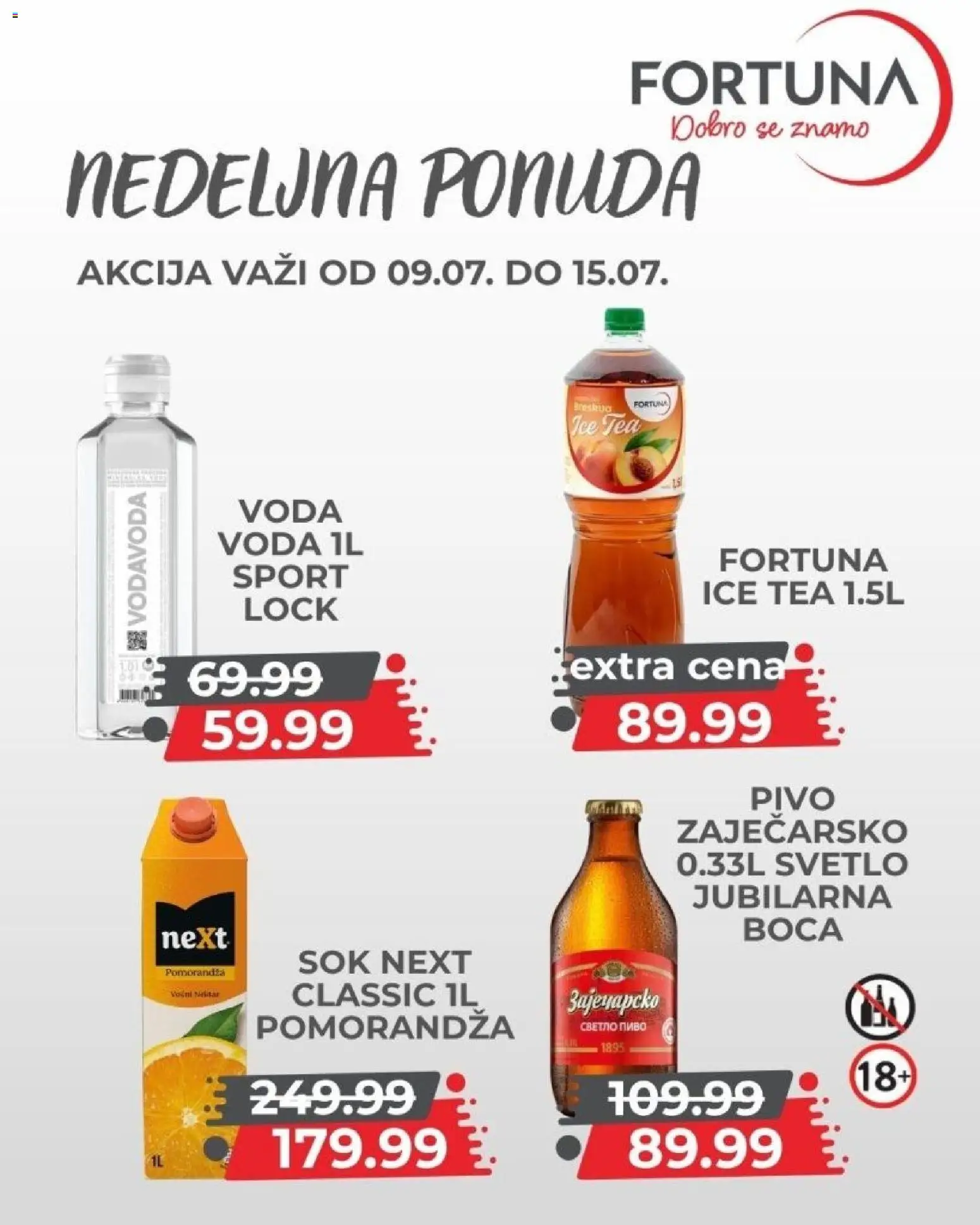 Fortuna Market katalog - važi od 09.07.2026 | Strana: 9 | Proizvode: Voda, Pomorandza, Sok, Pivo