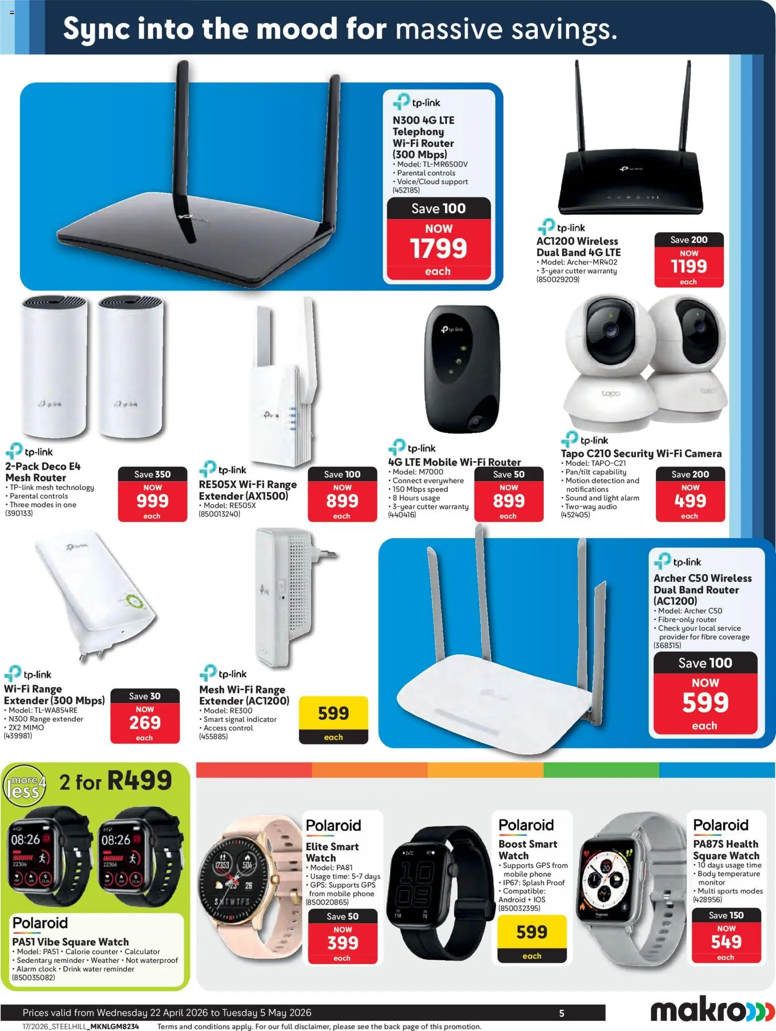 New Makro catalogue – valid from 22.04.2026 | Page: 5 | Products: Alarm clock, Light, Clock, Water