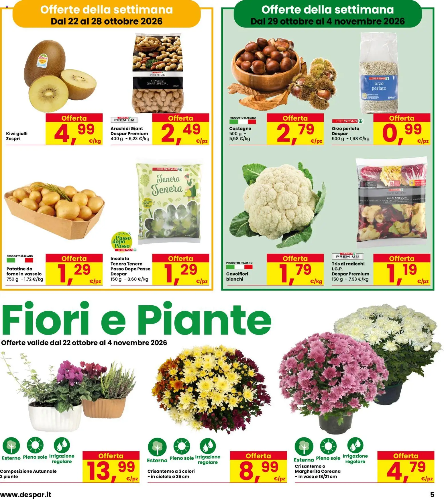 Volantino Interspar del 22/10/2026 | Pagina: 5 | Prodotti: Patatine, Fiori, Ciotola, Vaso