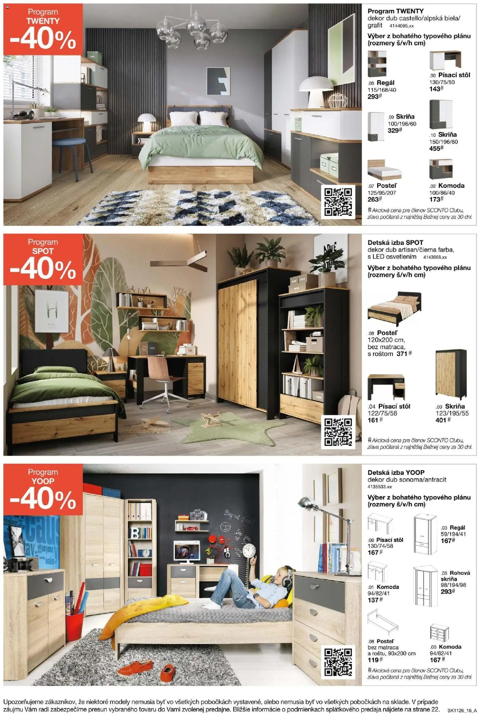 Nové Sconto nábytok akcie – leták je platný od 26.08.2026 | Strana: 16 | Produkty: Posteľ, Posteľ 120x200, Regál, Skriňa