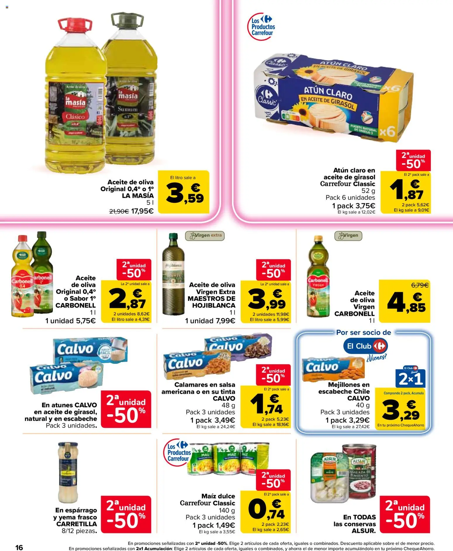 Carrefour Market folleto │ válido desde el 10/09/2026 | Página: 16 | Productos: Calamares, Atún, Aceite, Aceite de oliva
