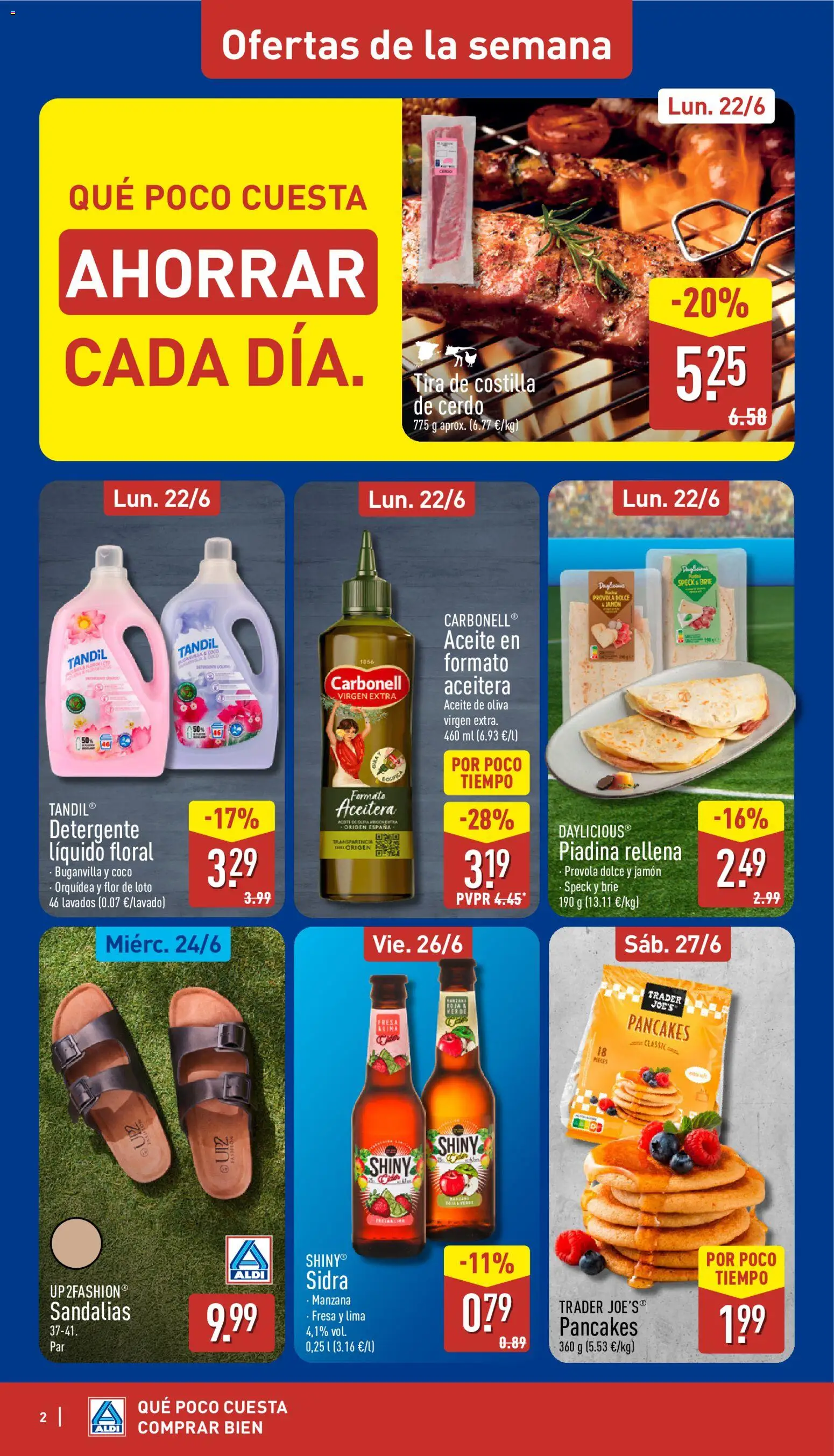 Aldi folleto Baleares │ válido desde el 22.06.2026 | Página: 2 | Productos: Detergente, Aceite, Τυρόπιτα, Aceite de oliva