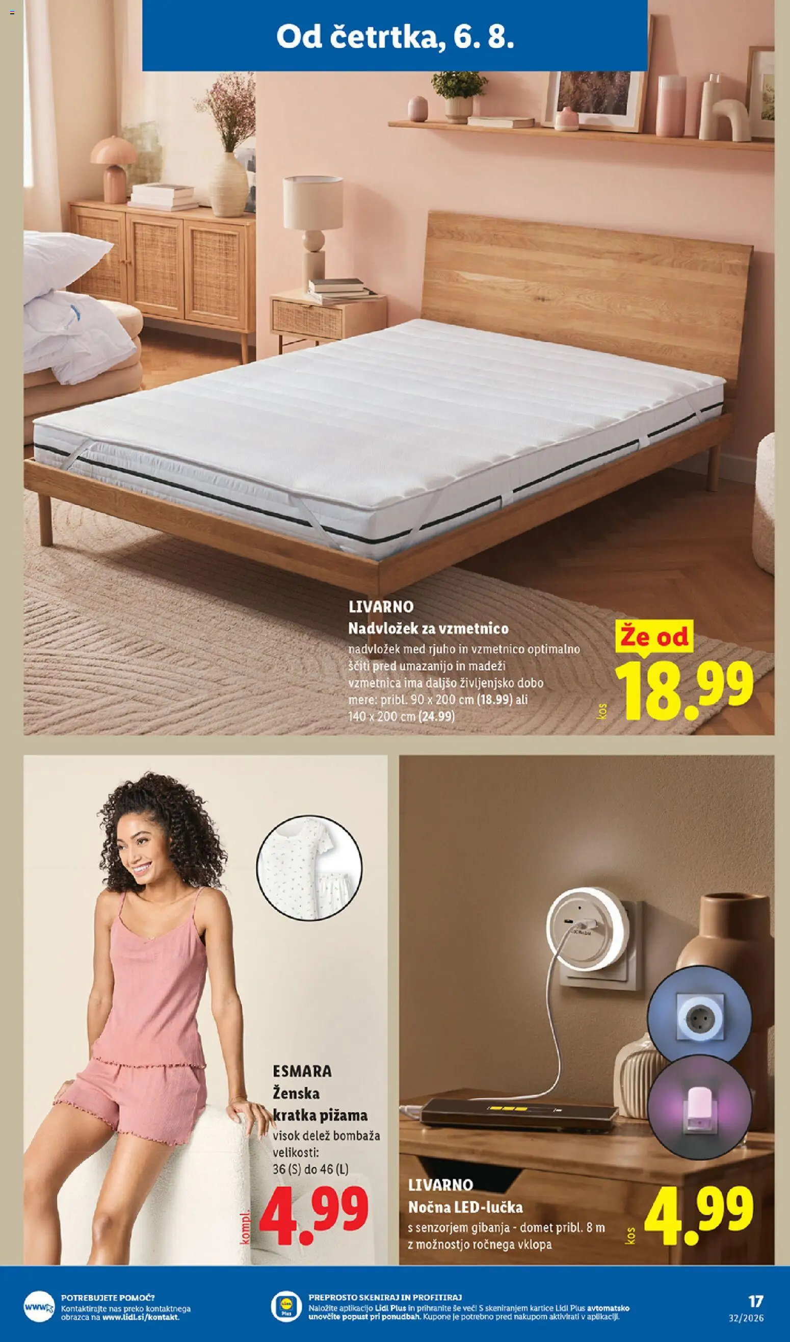 Novi Lidl katalog ponudbe – veljaven od 06.08.2026 | Stran: 35 | Izdelki: Pižama, Nadvložek, Vzmetnica