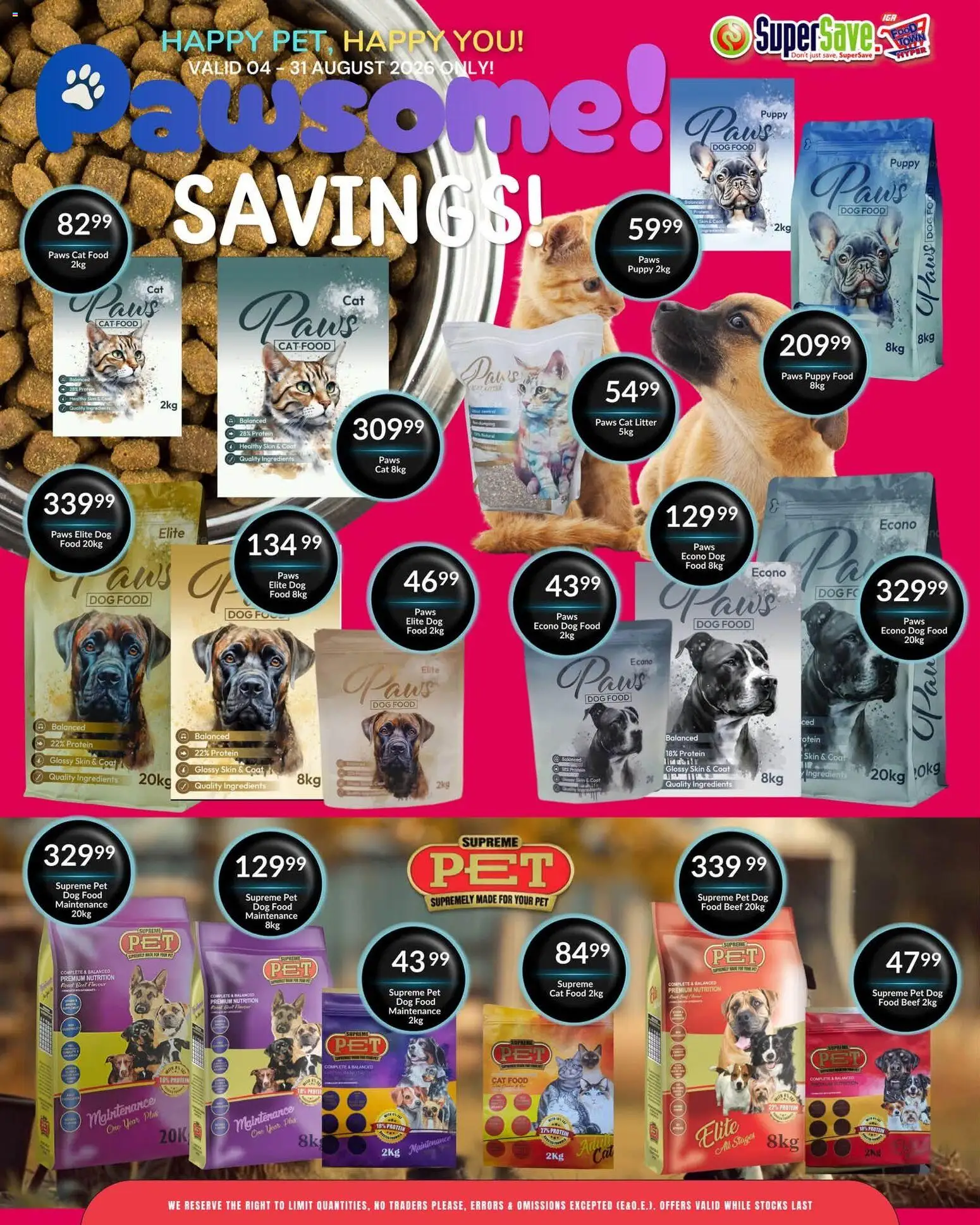 New Super Save catalogue – valid from 04/08/2026 | Page: 14 | Products: Detergente líquido, Cat food, Dog food, Cat litter
