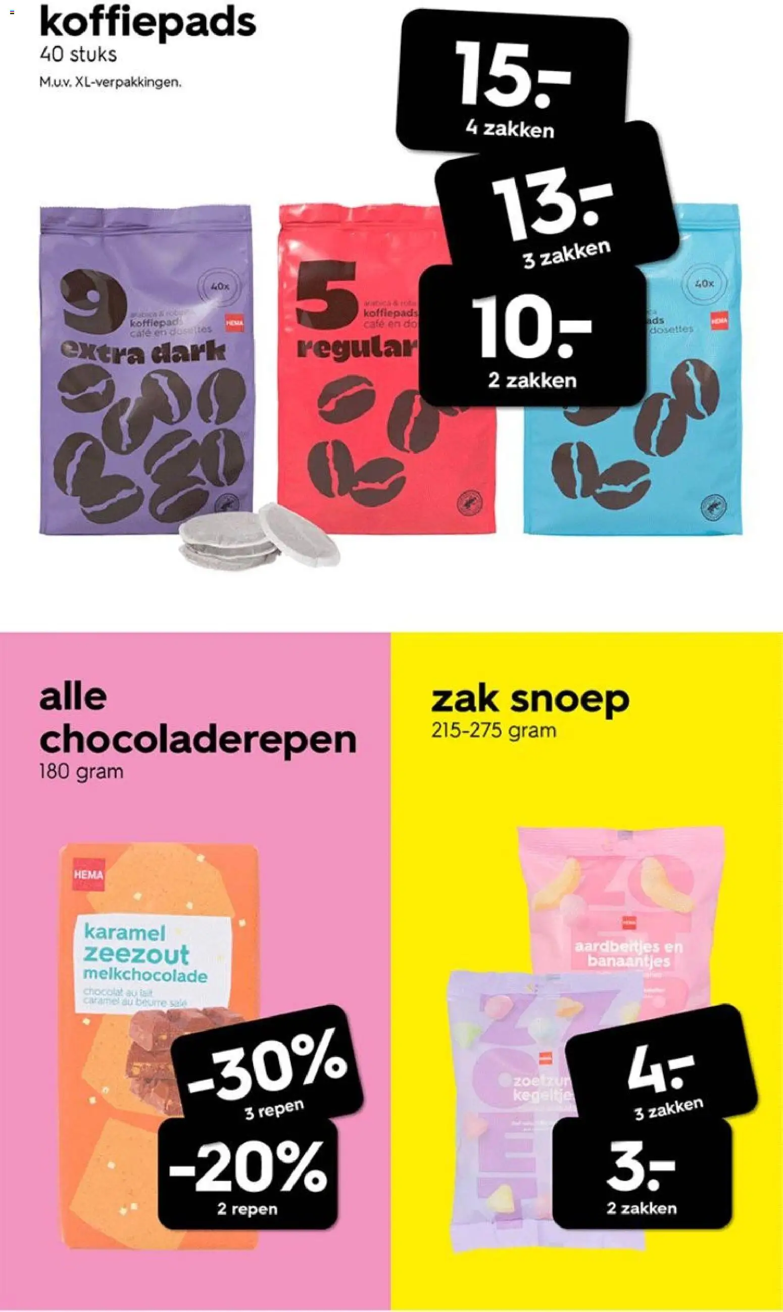 {H1} | Pagina: 18 | Producten: Snoep, Koffiepads, Zak, Zeezout