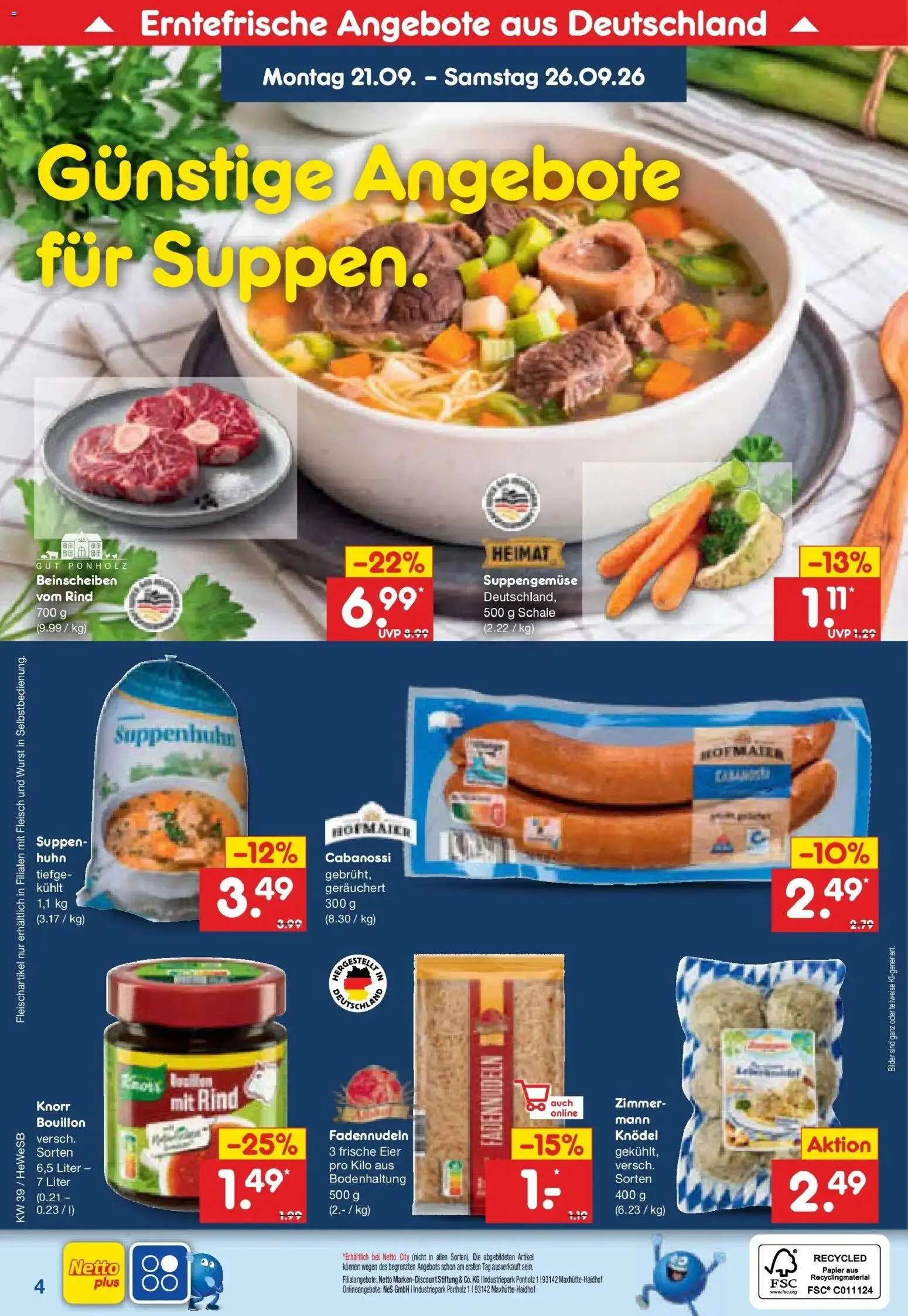 Netto Marken-Discount Prospekt Hamburg – gültig ab 21.09.2026 | Seite: 7 | Produkte: Eier, Knorr, Bilder, Fleisch