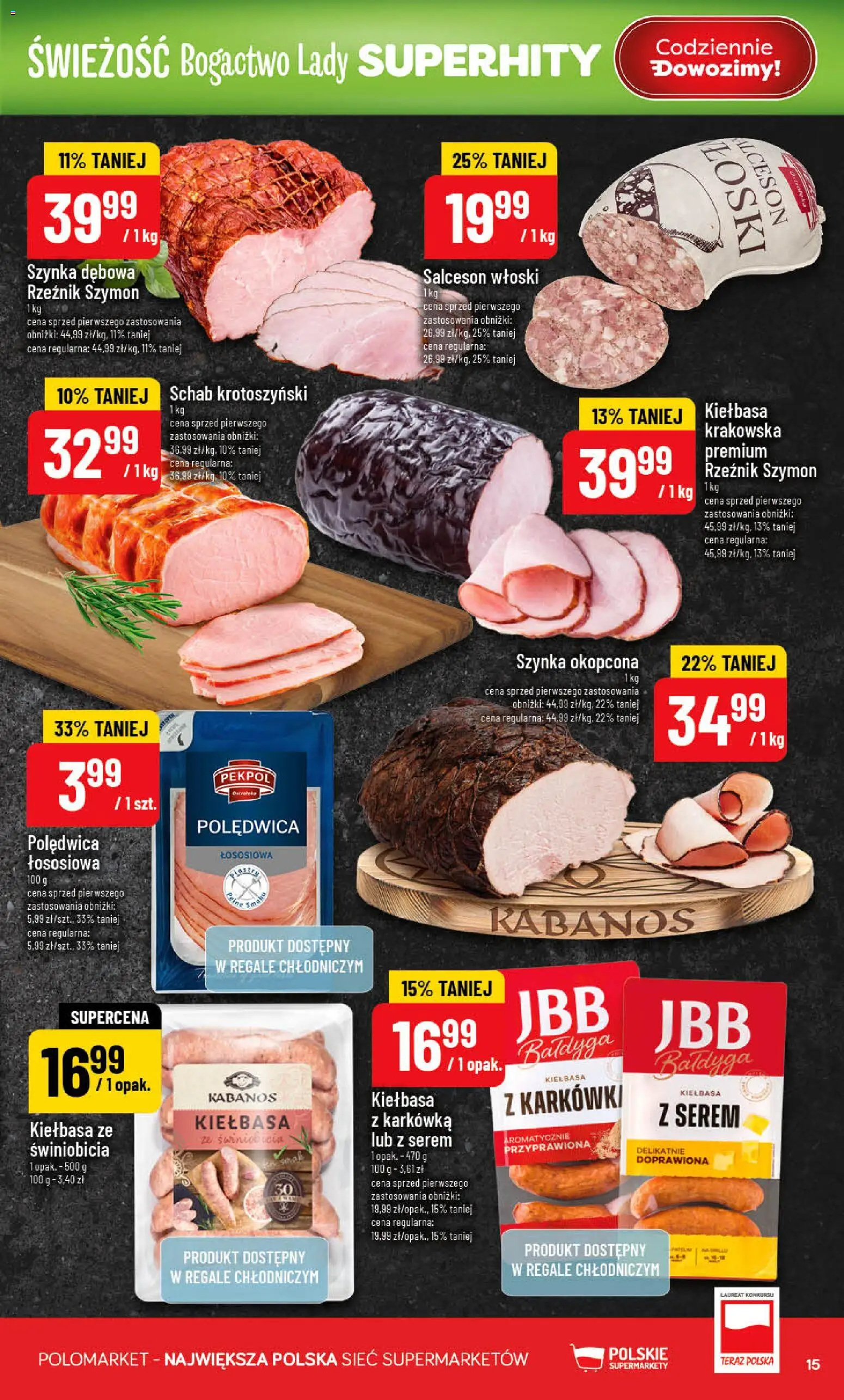 POLOmarket gazetka od 10.06.2026 | Strona: 15 | Produkty: Kiełbasa, Karkówka, Schab, Szynka