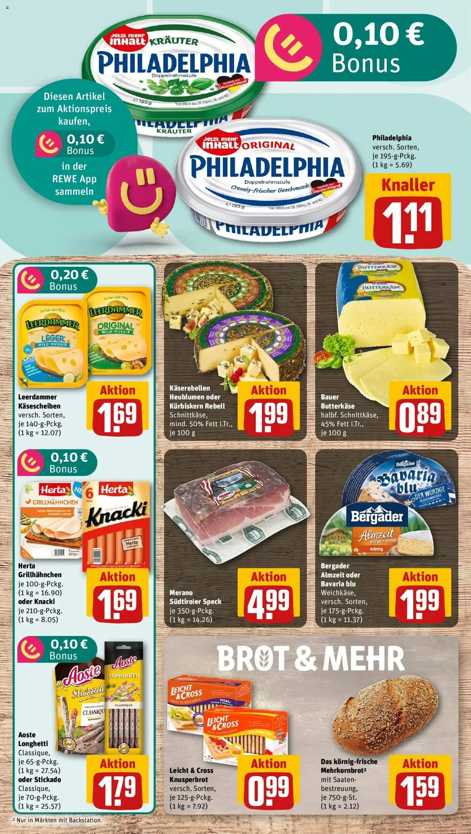 REWE Prospekt ab 19.10.2026 zum Blättern » Angebote | Seite: 11 | Produkte: Milch, Philadelphia, Leerdammer, Brot