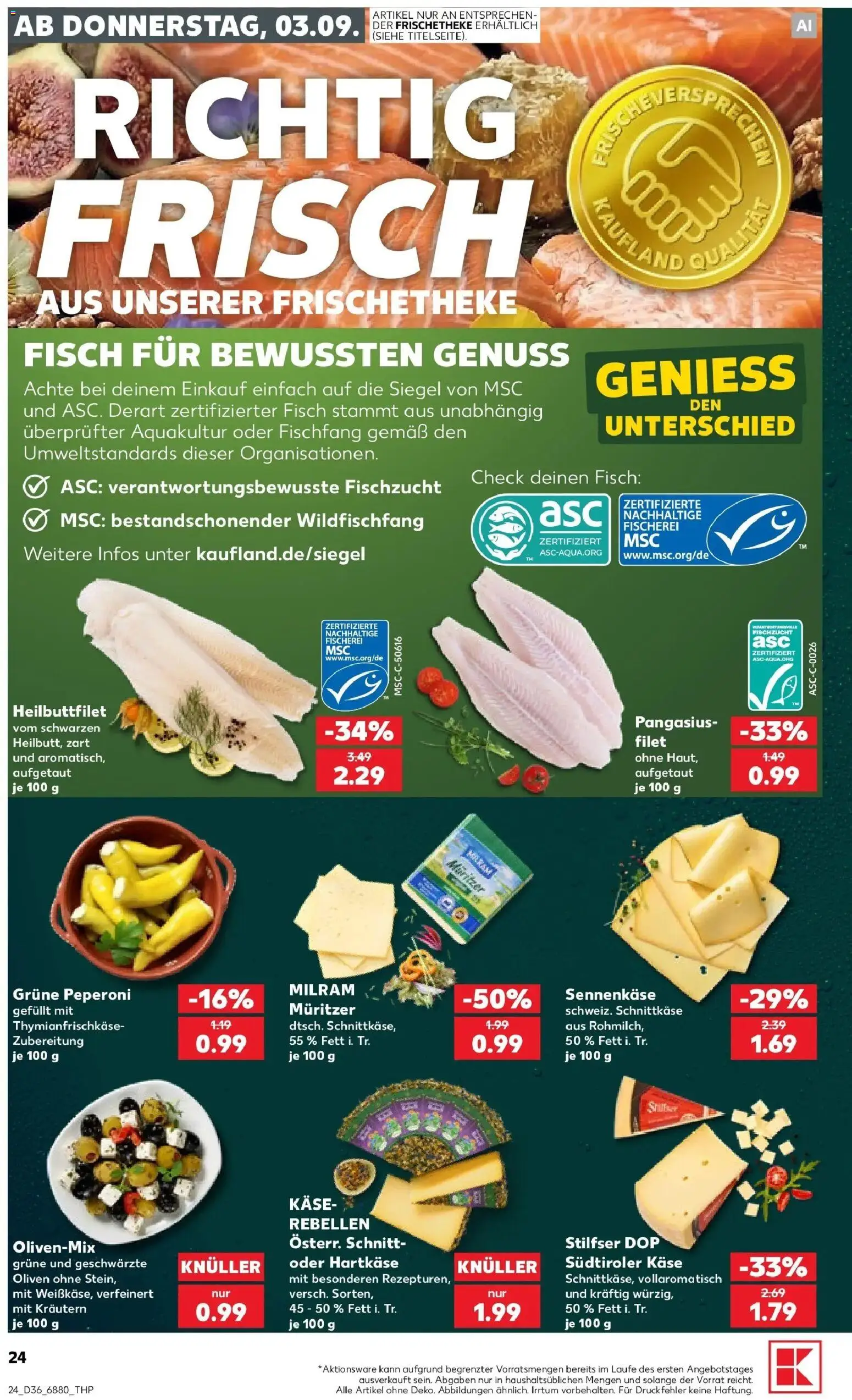 Prospekt Kaufland ab 31.08.2026 » Angebote Online zum Blättern | Seite: 33 | Produkte: Käse, Fisch, Milram