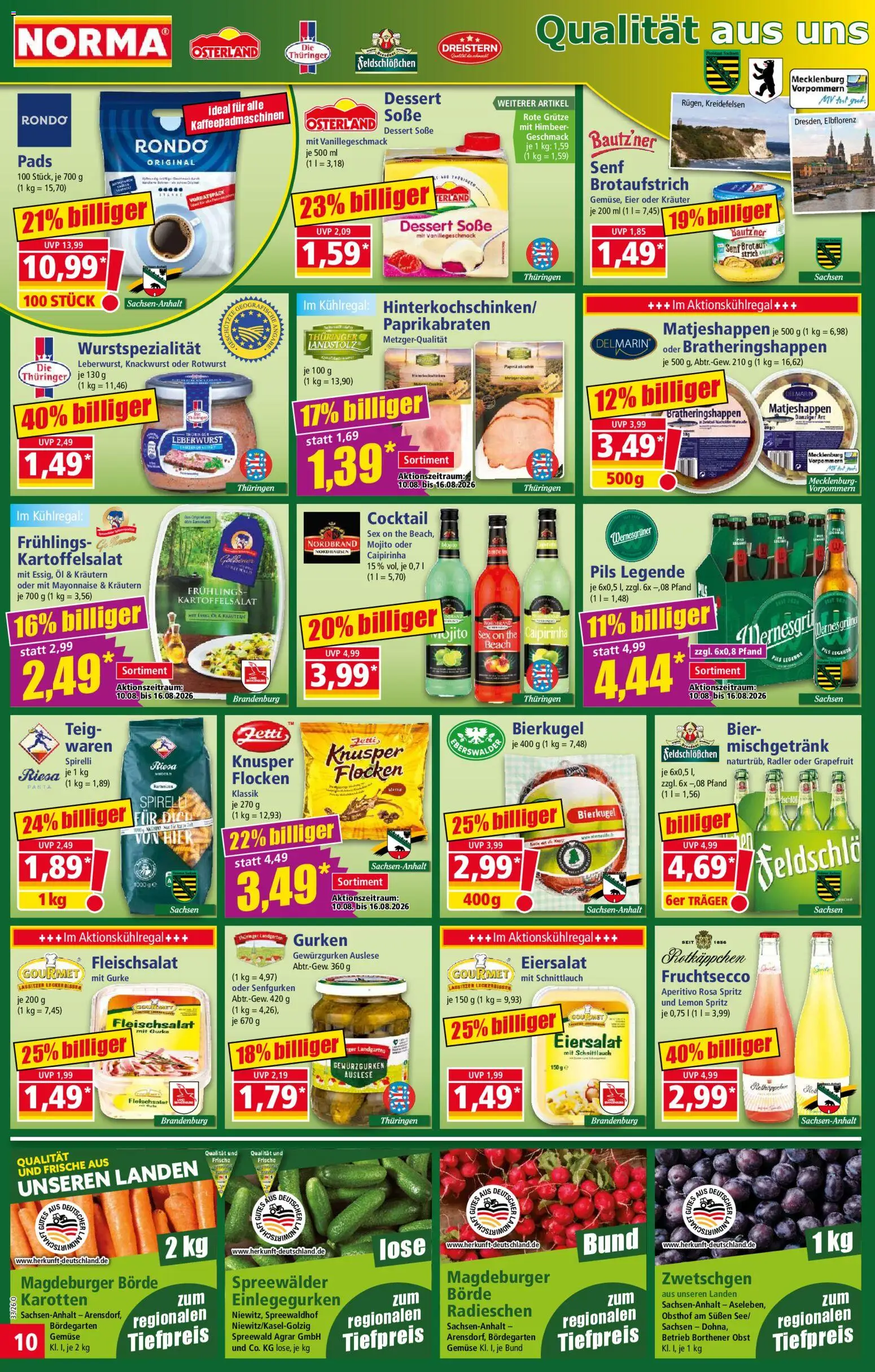 Norma Prospekt – gültig ab 10.08.2026 | Seite: 11 | Produkte: Pils, Fruchtsecco, Mayonnaise, Gurken