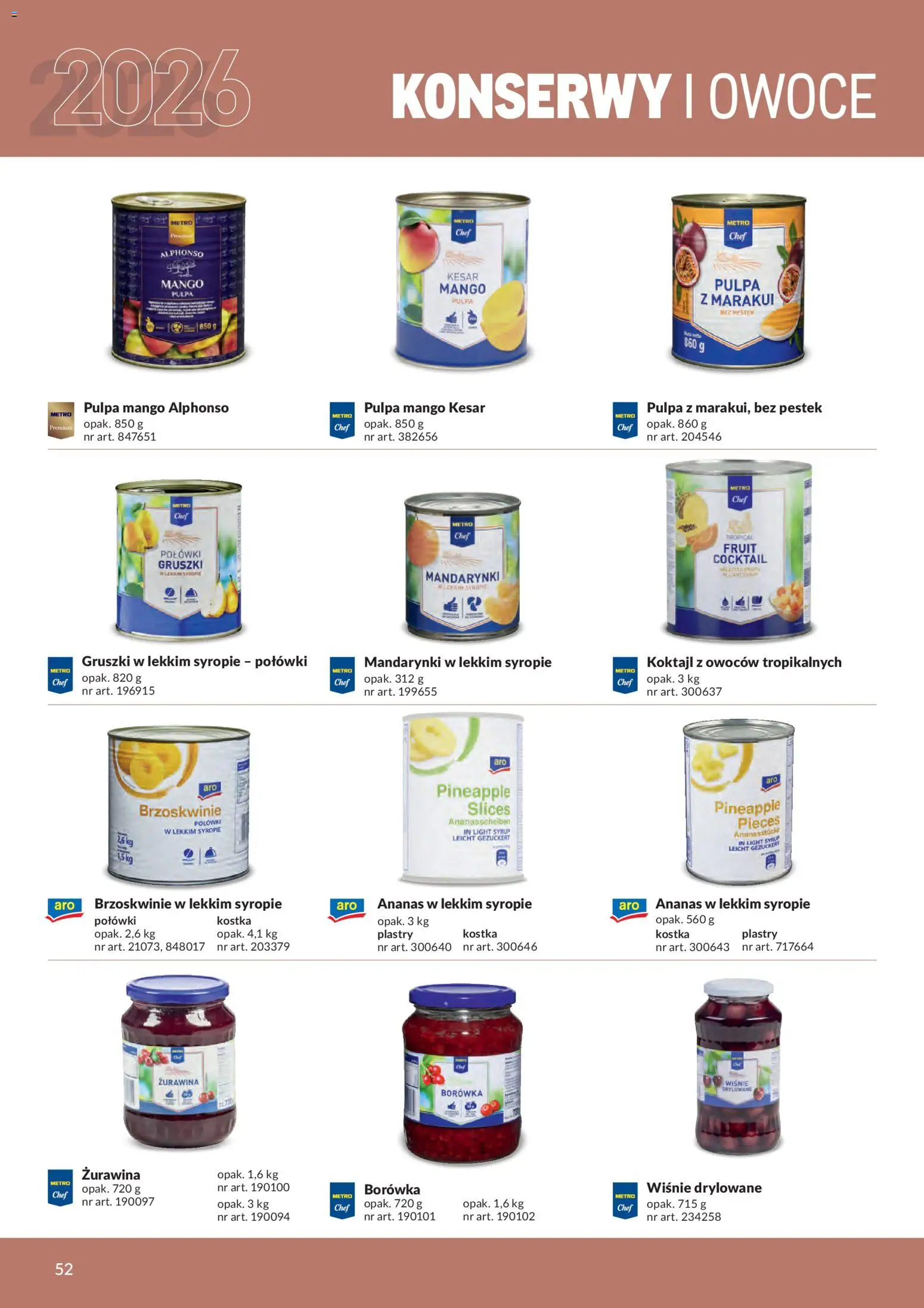 Makro gazetka - Produktów marek własnych dla profesjonalnej Gastronomii od 01.03.2026 | Strona: 52 | Produkty: Mango, Wiśnie, Koktajl, Mandarynki
