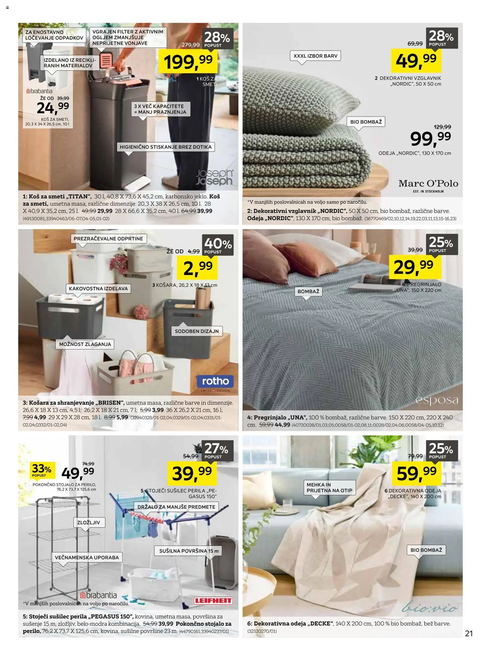 Novi XXXL Lesnina katalog ponudbe – veljaven od 01.06.2026 | Stran: 21 | Izdelki: Košara, Pregrinjalo, Odeja, Koš za smeti