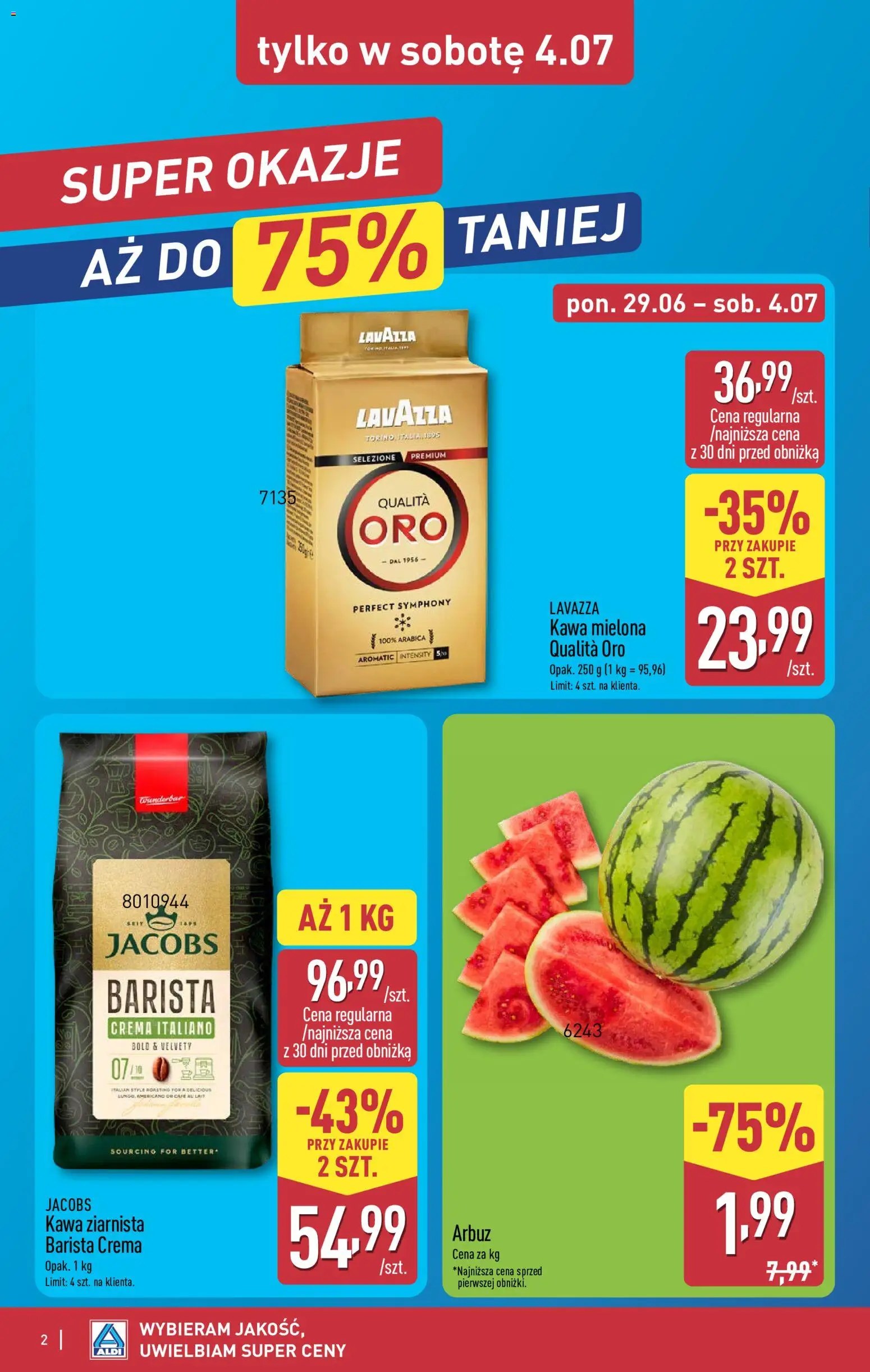 Aldi Polsko leták - Artykuły przemysłowe i tekstylia od 02.07.2026 | Strana: 2 | Produkty: Cafe au lait, Jacobs, Crema, Jacobs barista