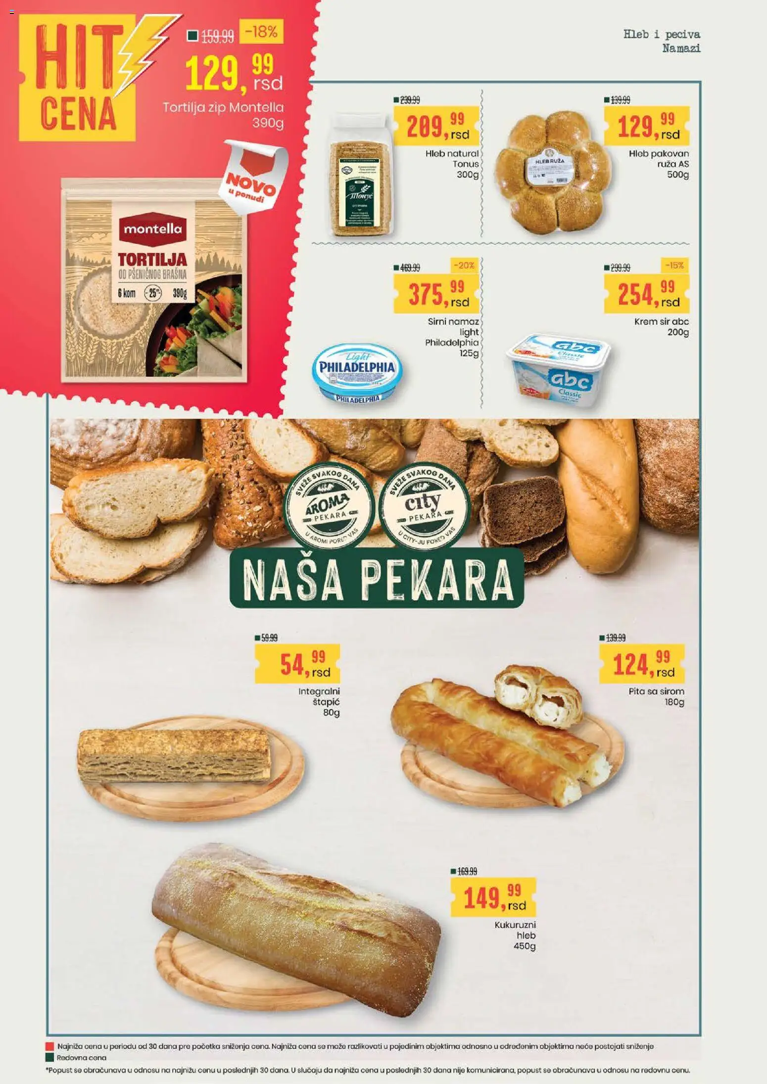 Aroma Market katalog - važi od 23.07.2026 | Strana: 4 | Proizvode: Tortilja, Sir, Pita, Hleb