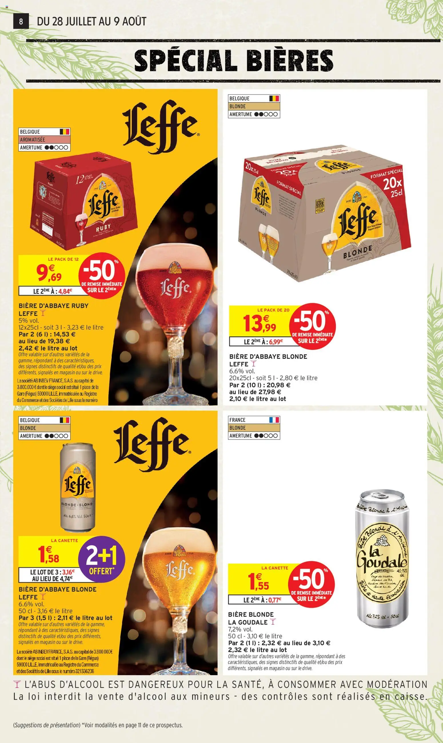 {H1} | Page: 8 | Produits: Leffe, Bière d’abbaye, Bière blonde, Bière