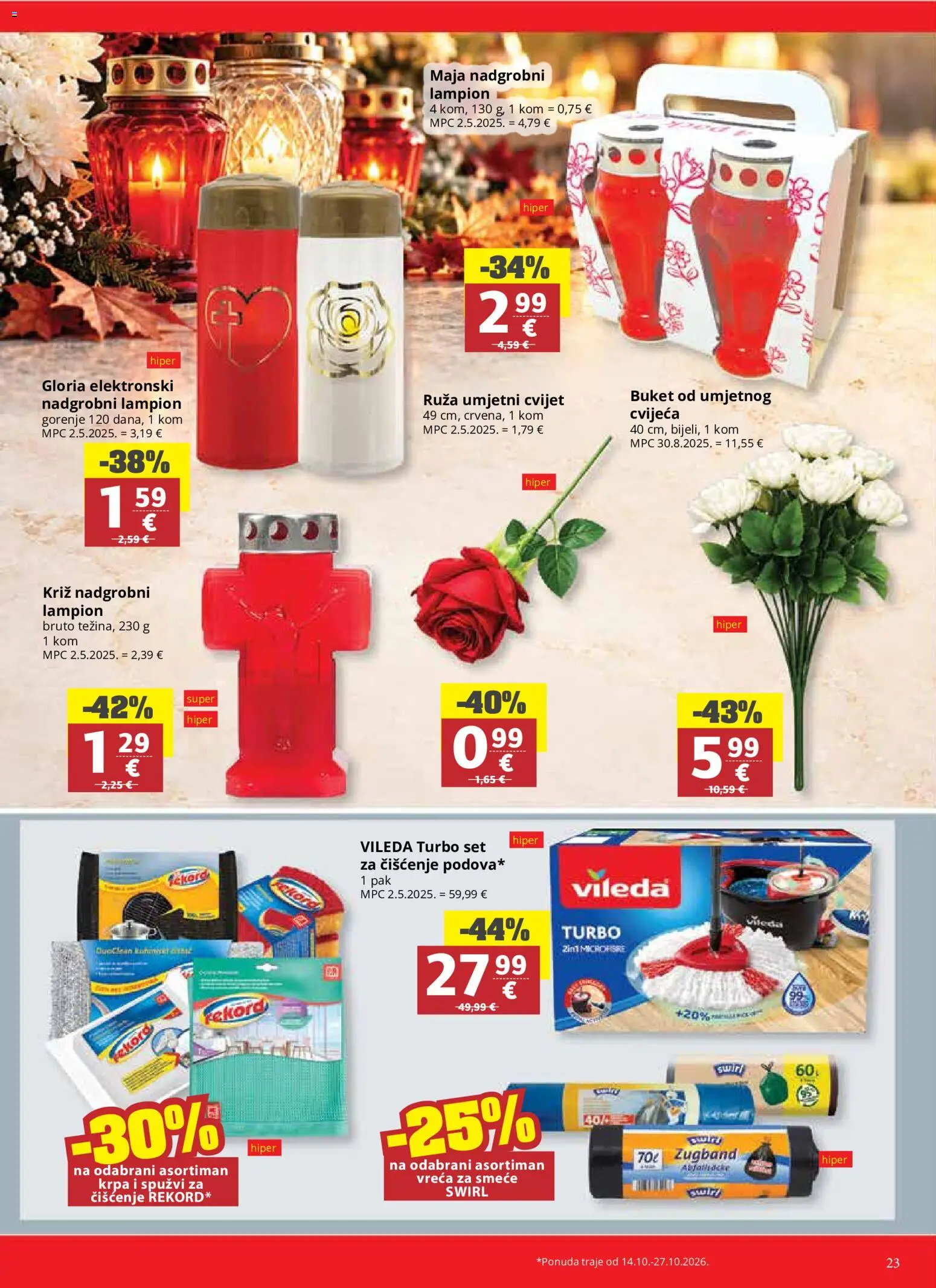 Ribola katalog | vrijedi od 14.10.2026 | Stranica: 23 | Proizvodi: Krpa, Vileda, Buket, Ruza