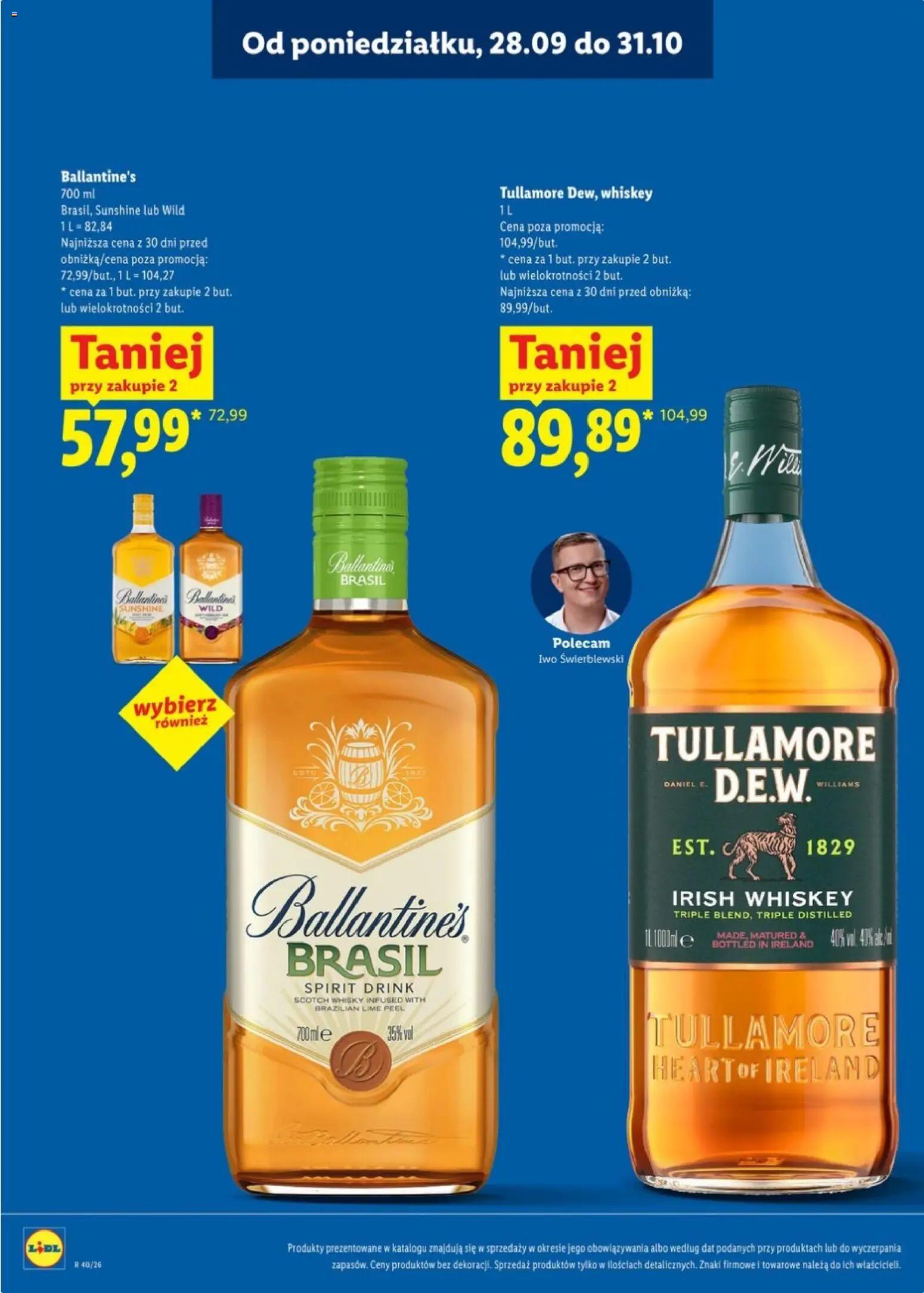 Lidl Katalog alkoholi mocnych od 28.09.2026 | Strona: 10 | Produkty: Tullamore Dew, Scotch whisky, Irish whiskey, Ballantines