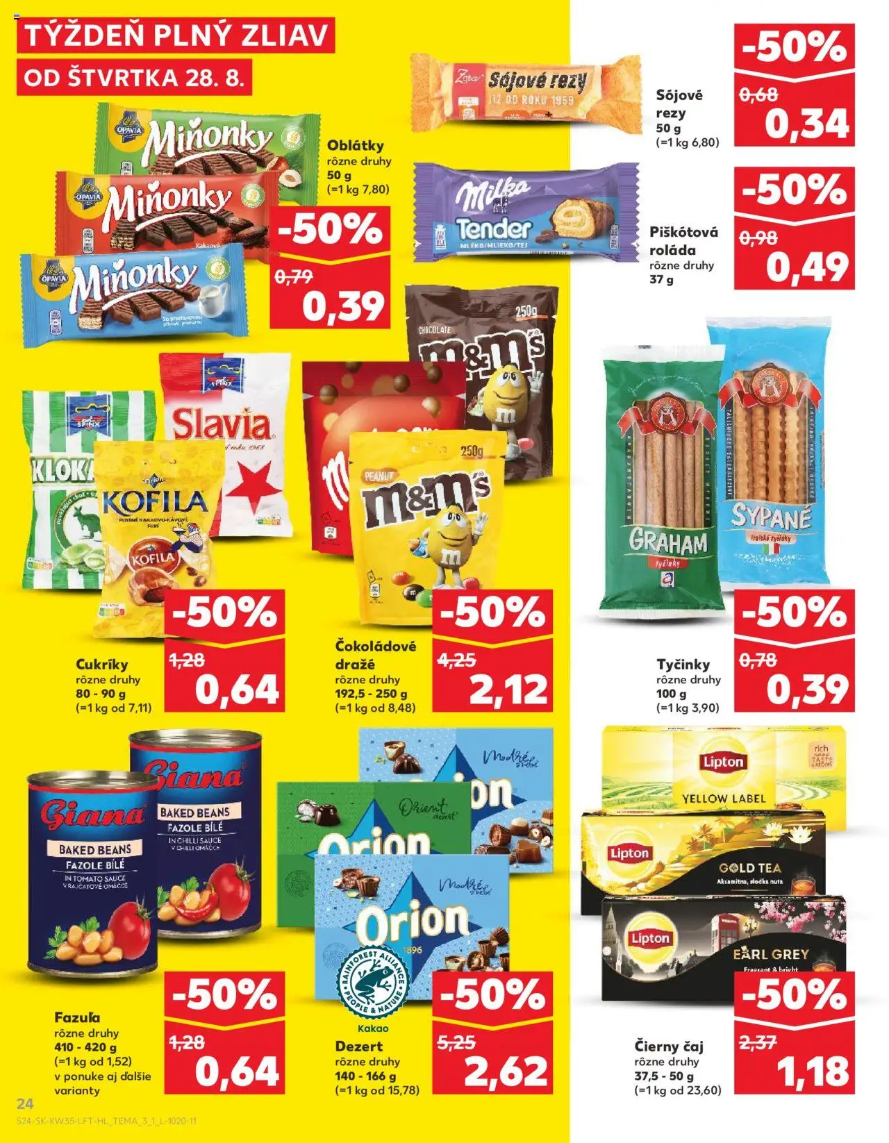 Nové Kaufland akcie – leták je platný od 28.08.2025 | Strana: 24 | Produkty: Čaj, Oblátky, Cukríky, Milka