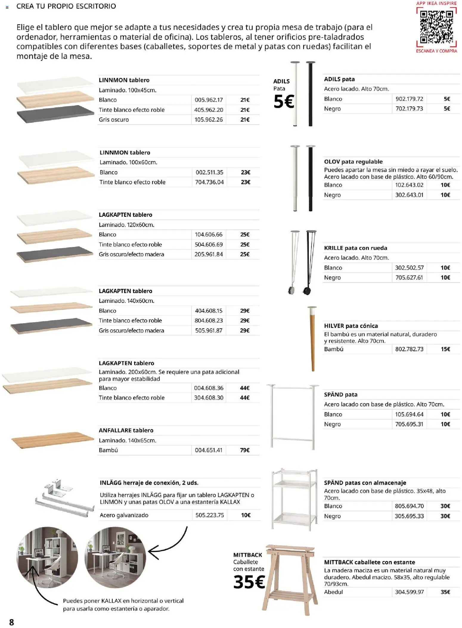 Catálogo IKEA Oficina en casa │ válido desde el 01.02.2026 | Página: 8 | Productos: Tinte, Almacenaje, Estante, Mesa