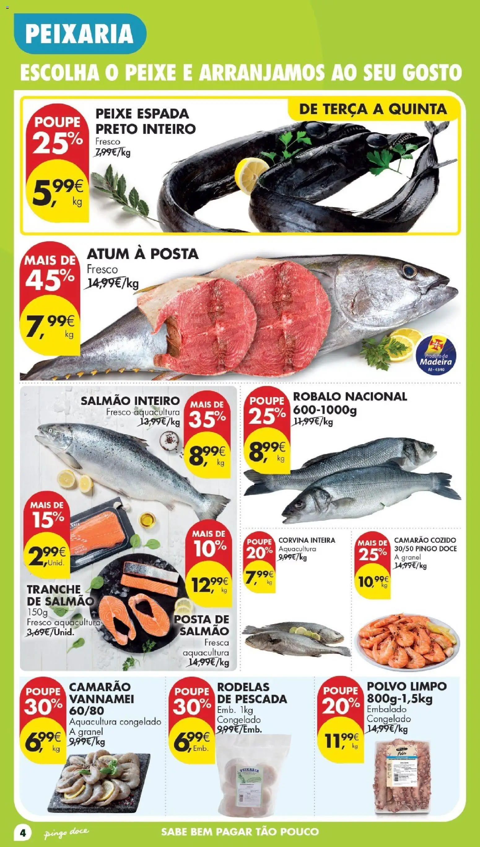 Pingo DocePoupe Esta Semana Madeira │ válido de 19.05.2026 | Página: 4 | Produtos: Atum, Pescada, Polvo, Camarão