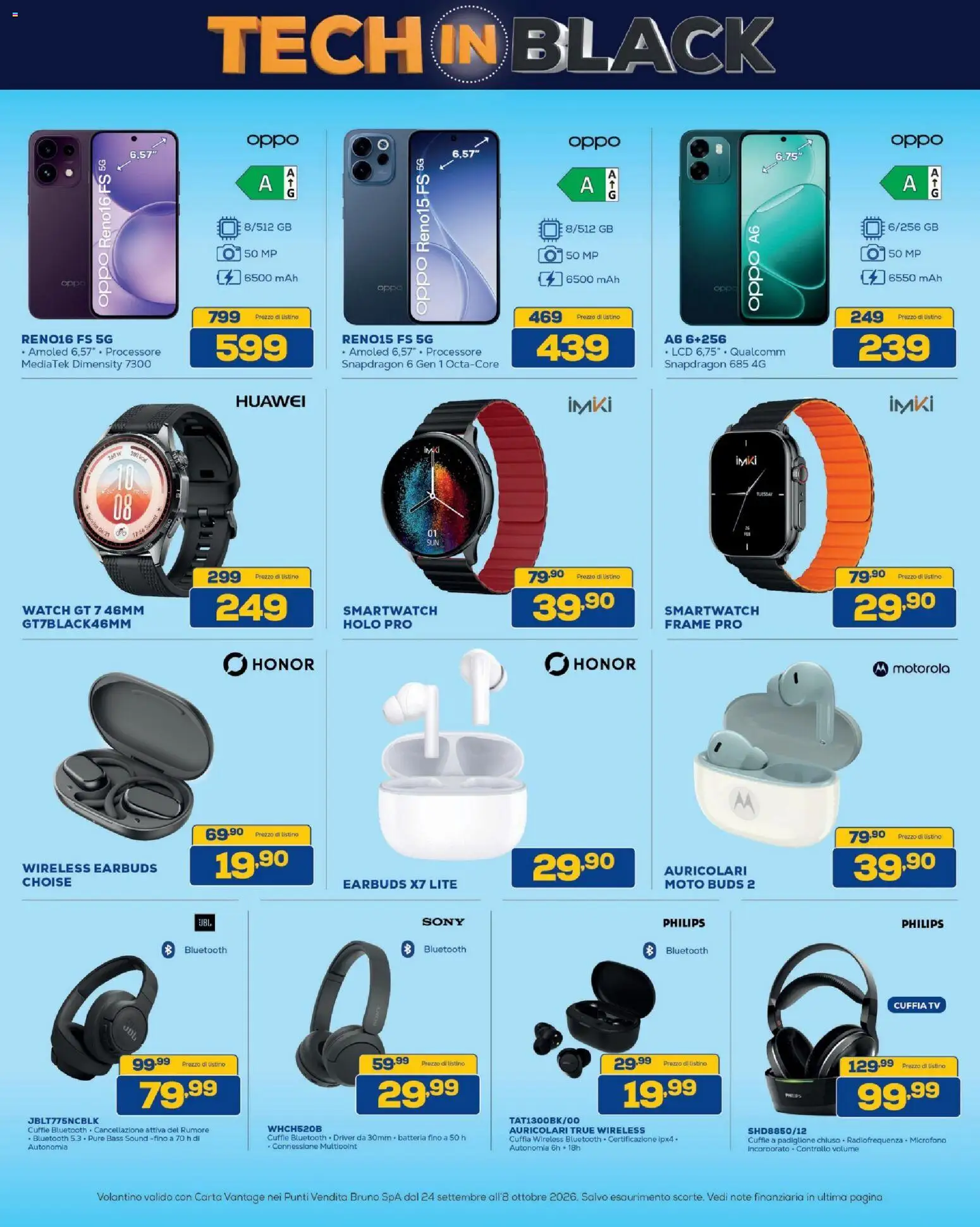 Volantino BRUNO del 24/09/2026 | Pagina: 13 | Prodotti: Auricolari, Huawei, TV, Smartwatch