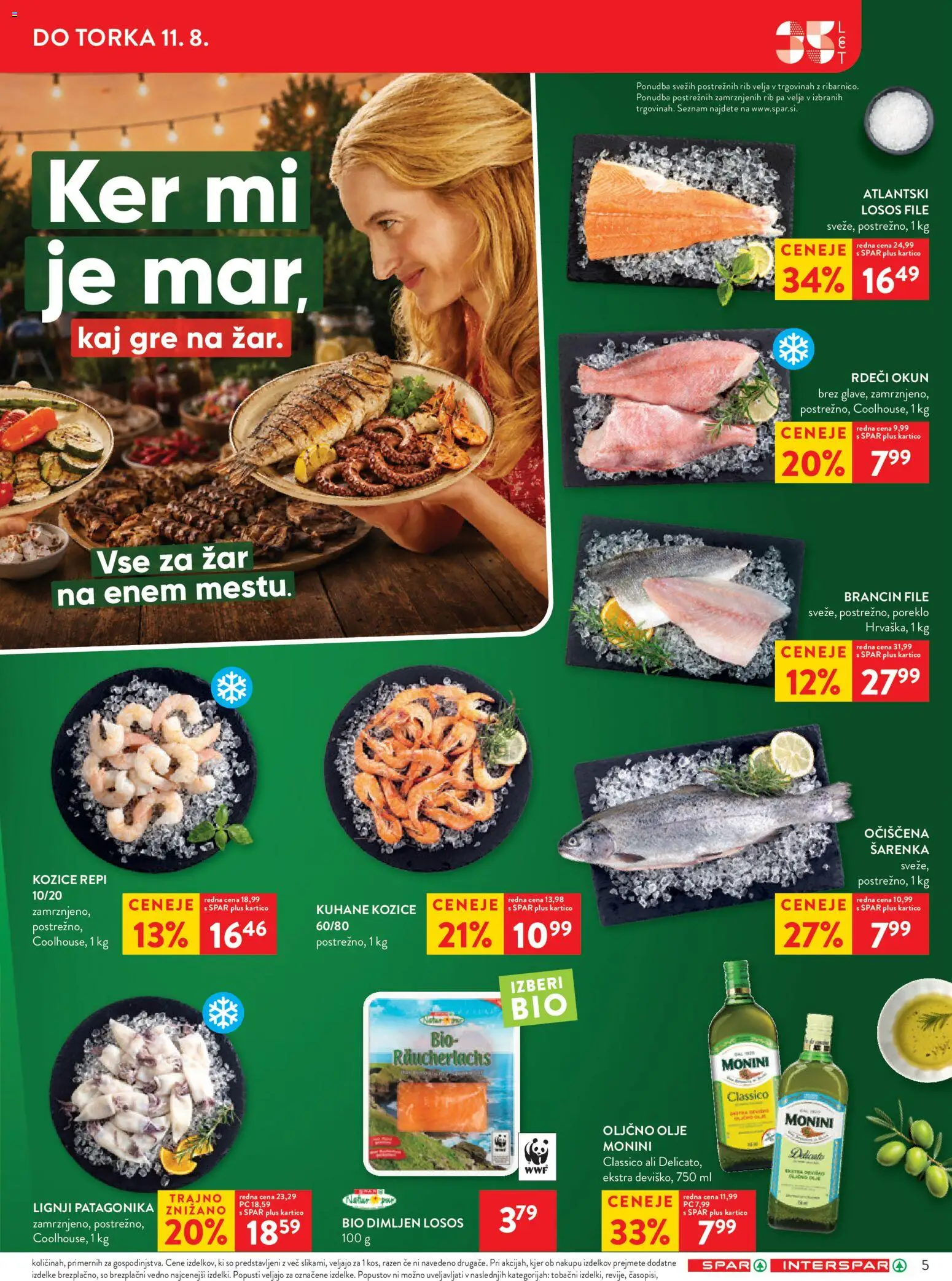 Novi Spar katalog ponudbe – veljaven od 05.08.2026 | Stran: 5 | Izdelki: Lignji, Zar, Kozice, Losos