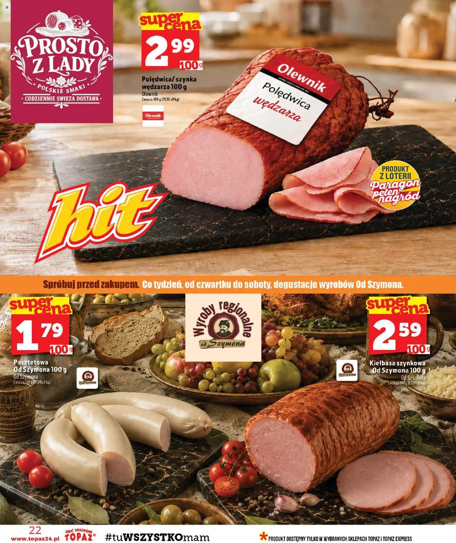 Topaz gazetka - MAZ od 10.09.2026 | Strona: 22 | Produkty: Kiełbasa, Szynka